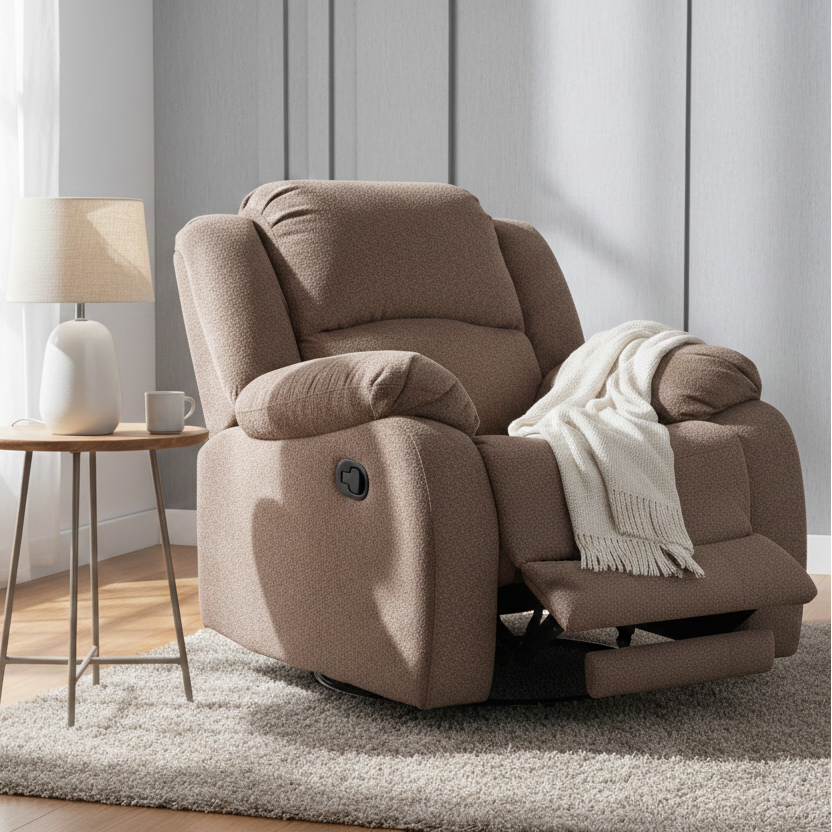 RIO FABRIC 1 STR ROCKER RECLINER BROWN