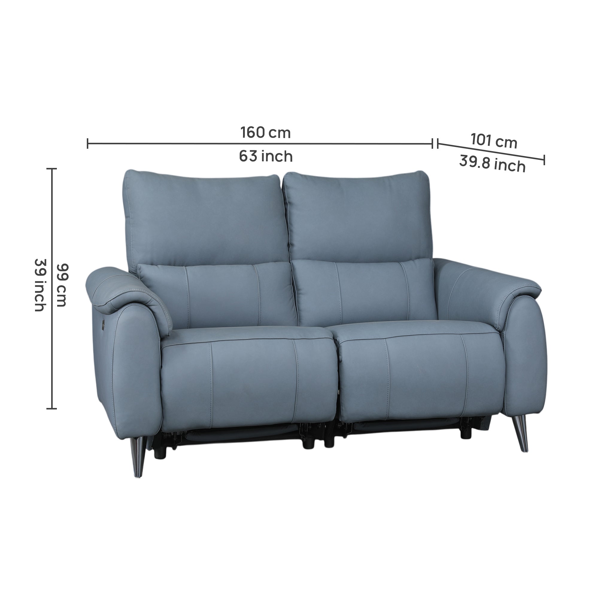 Levanto Half Leather Zero Wall Electric Recliner | Ocean Blue