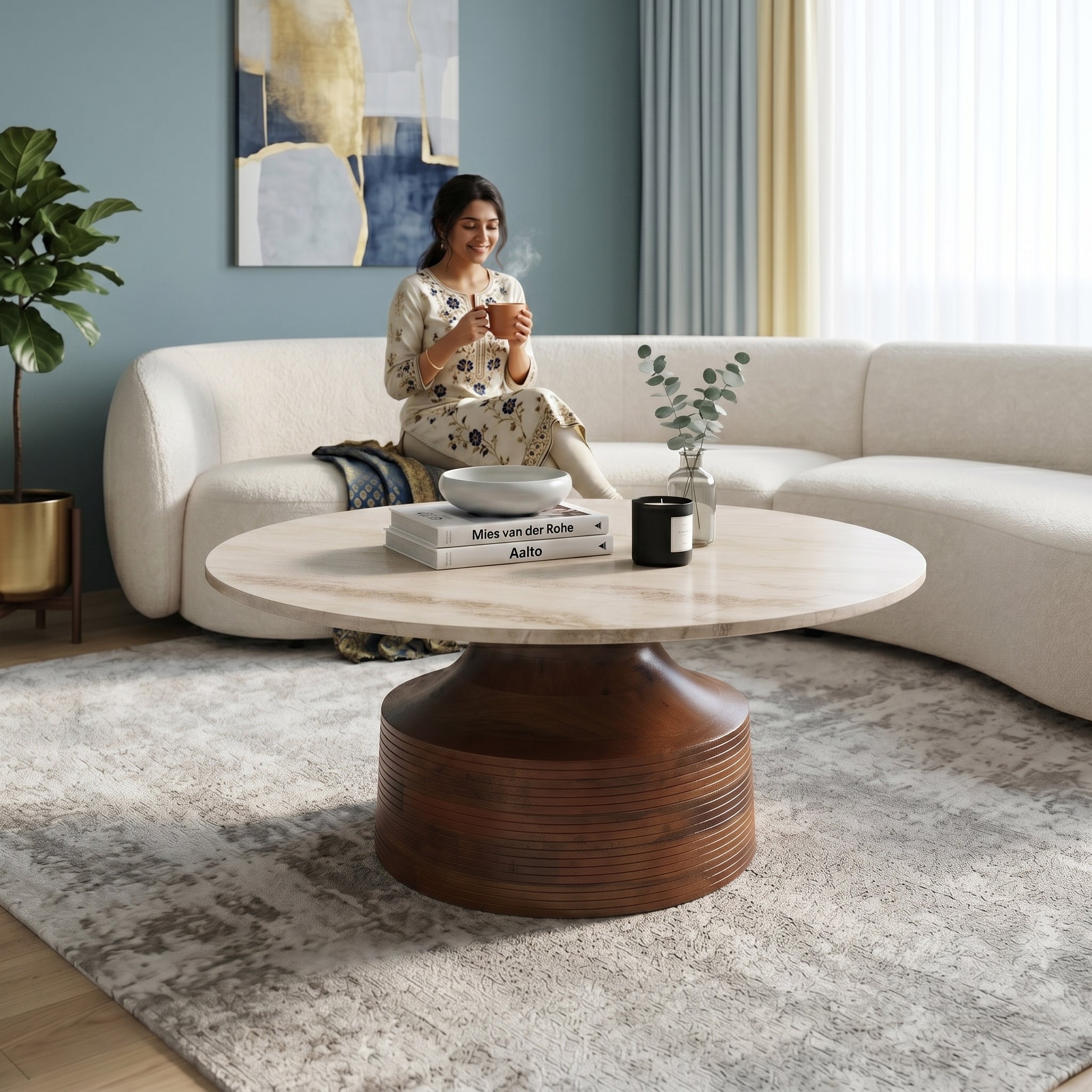 Ornate Marble Top Center Table