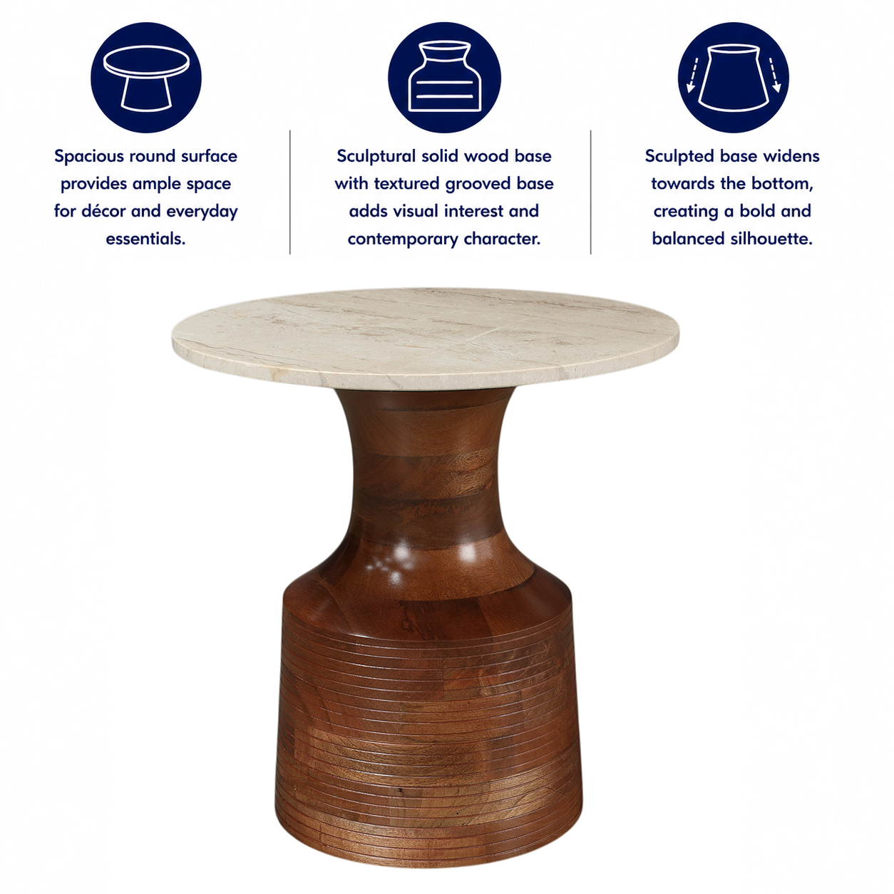 Ornate Marble Top Side Table