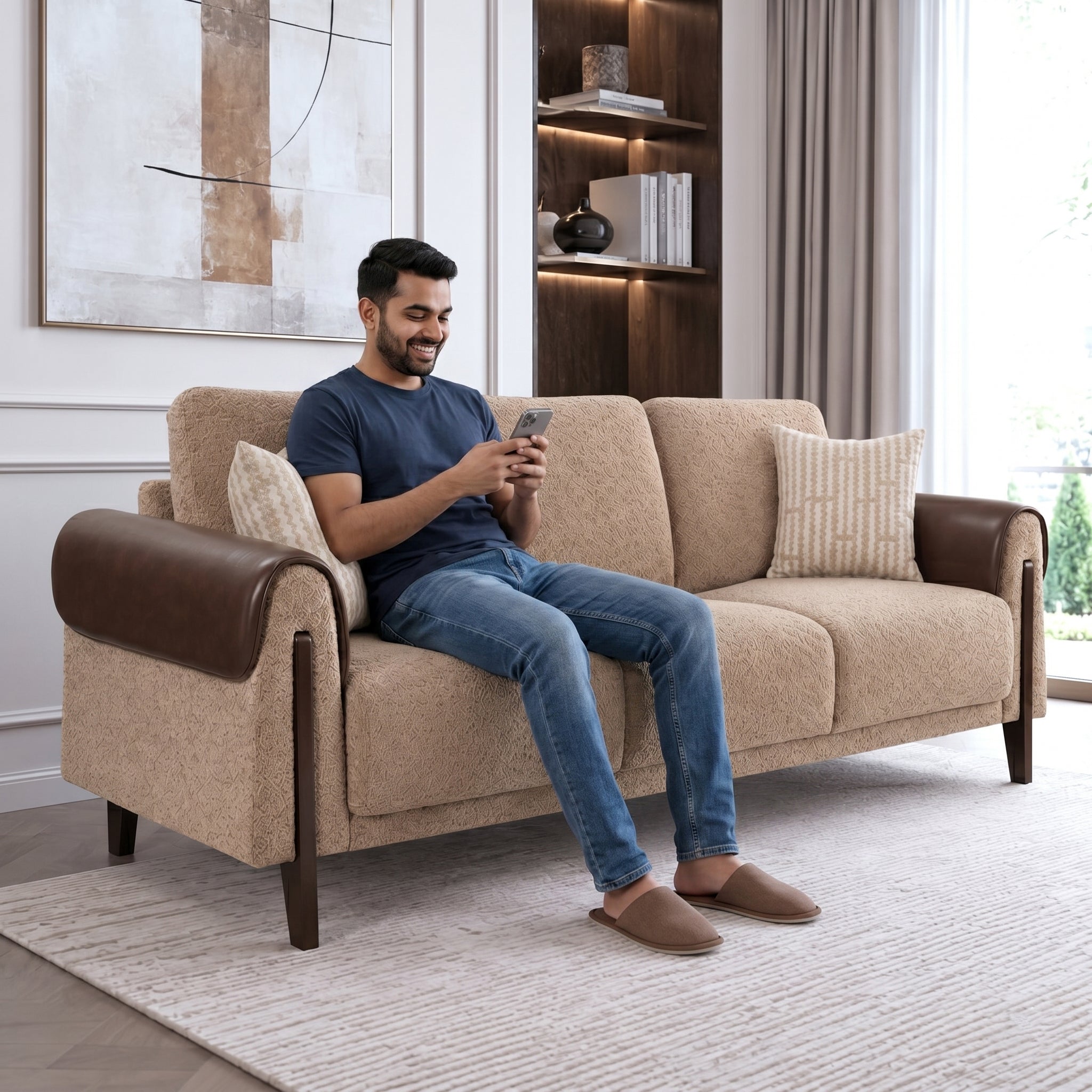 Arix Fabric 3 Seater Sofa Brown