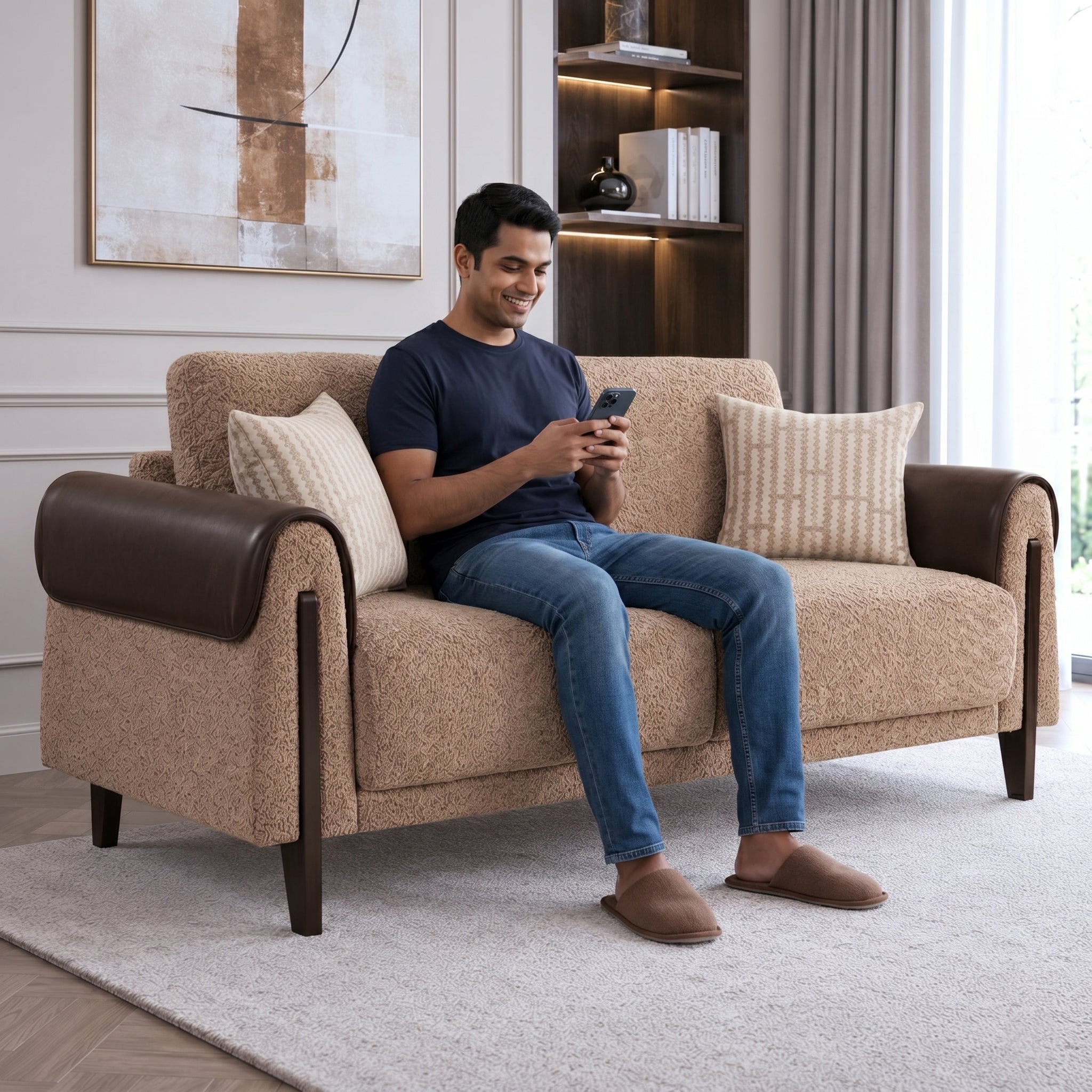 Arix Fabric Sofa Brown