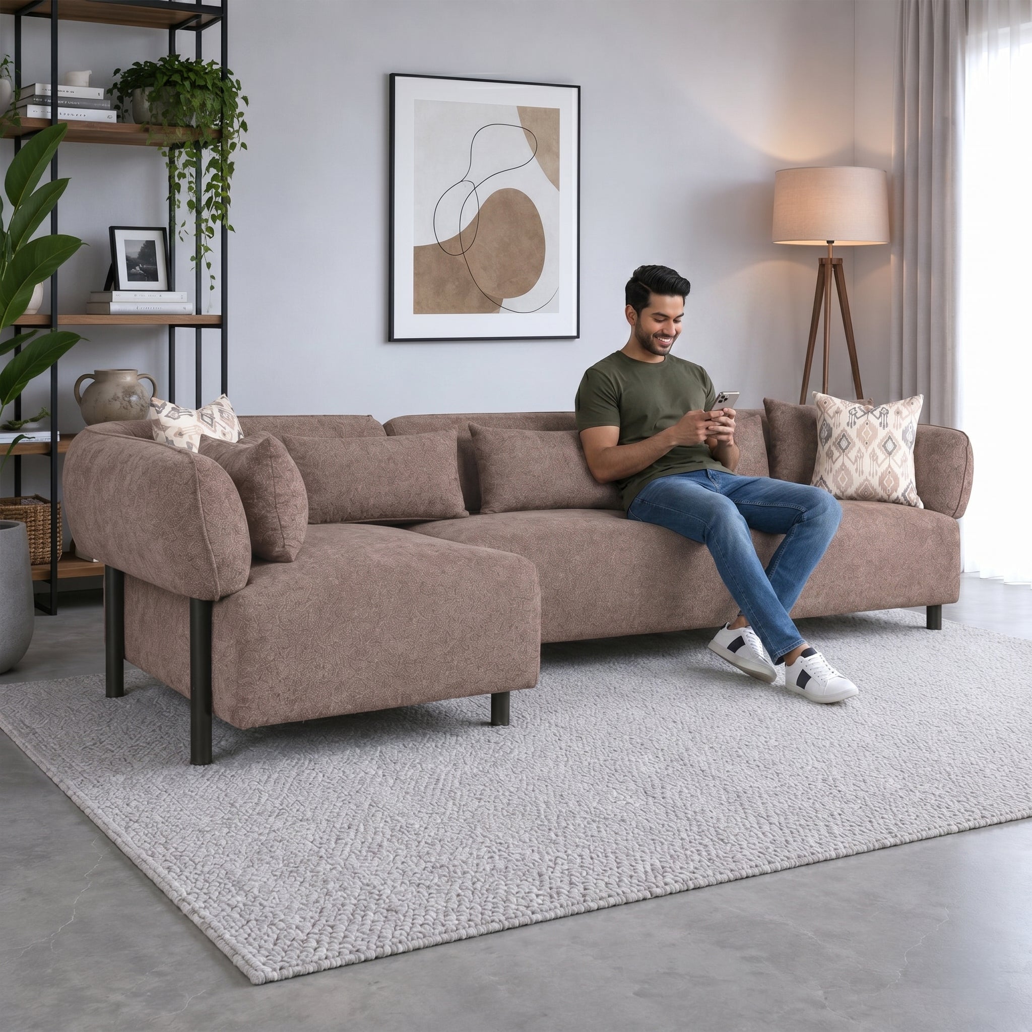 KYOTO FABRIC LOUNGER LARGE DARK BROWN RH