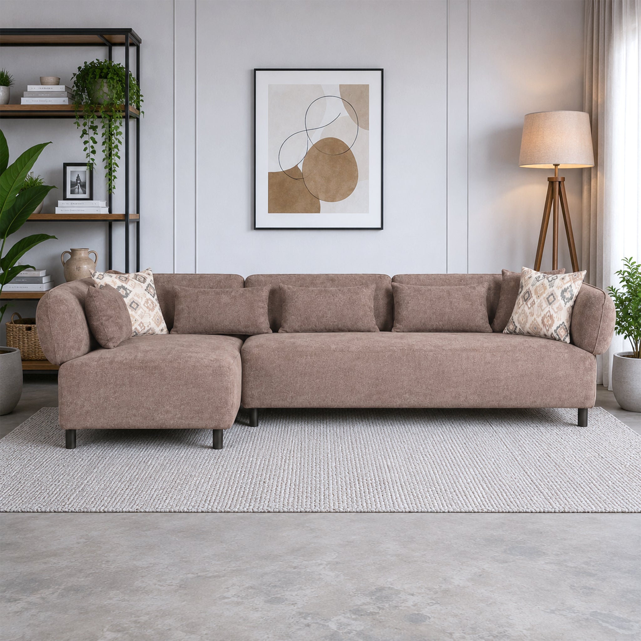 KYOTO FABRIC LOUNGER LARGE DARK BROWN RH