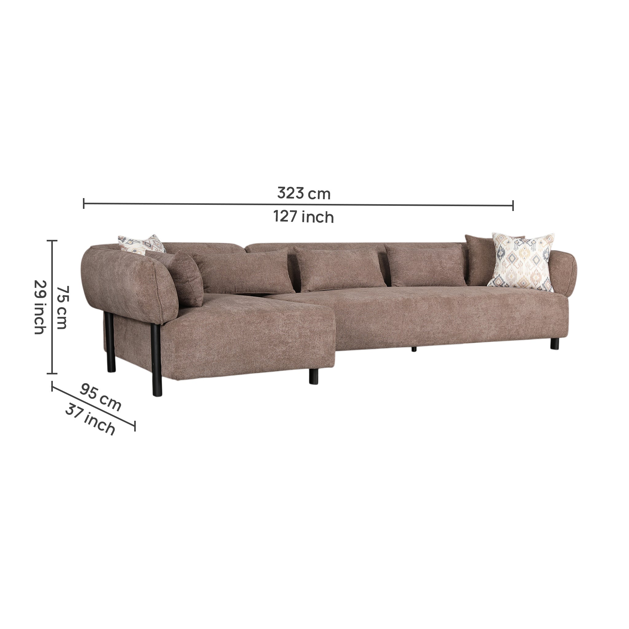 KYOTO FABRIC LOUNGER LARGE DARK BROWN RH