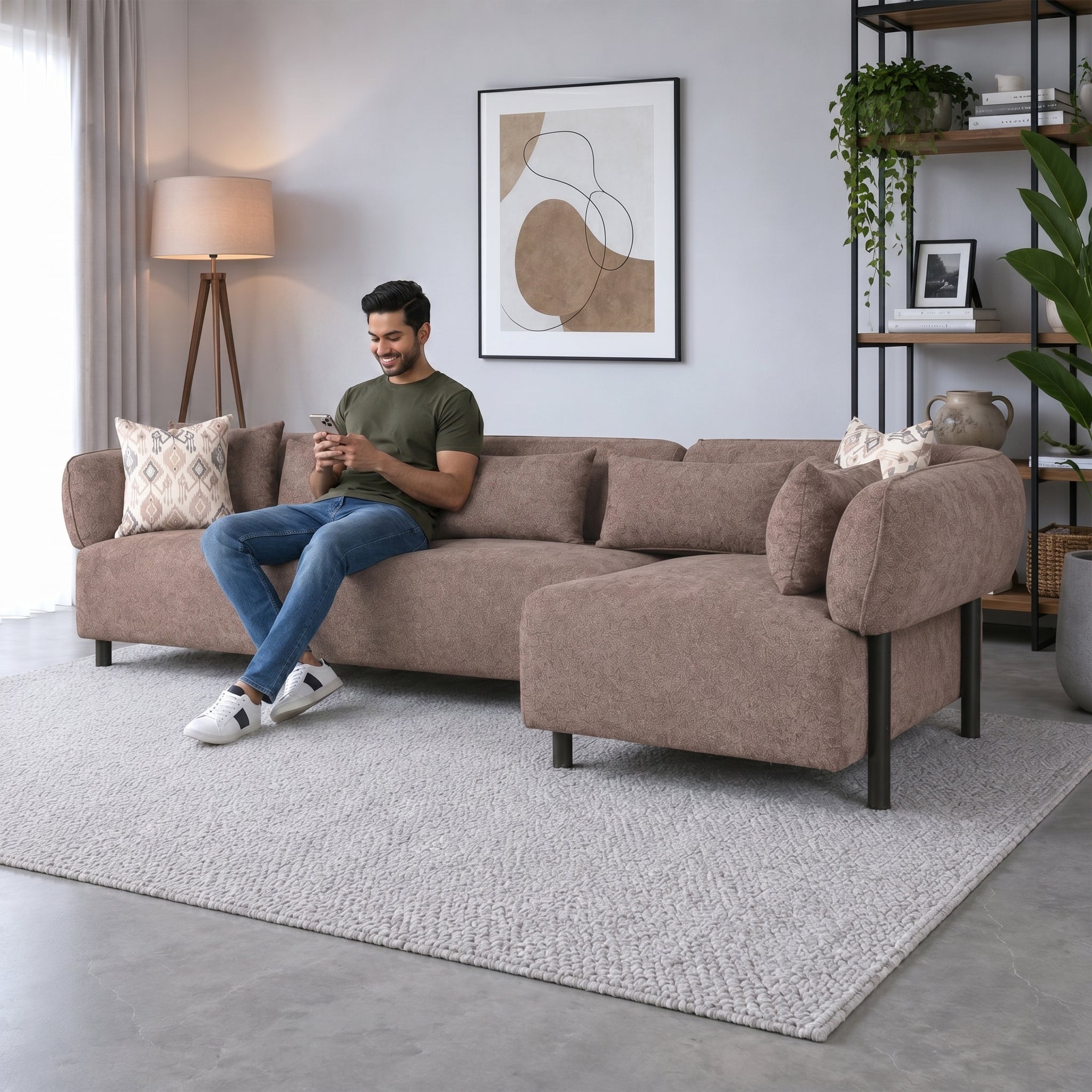 KYOTO FABRIC LOUNGER LARGE DARK BROWN LH