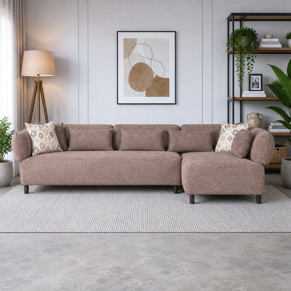 KYOTO FABRIC LOUNGER LARGE DARK BROWN LH dimensions