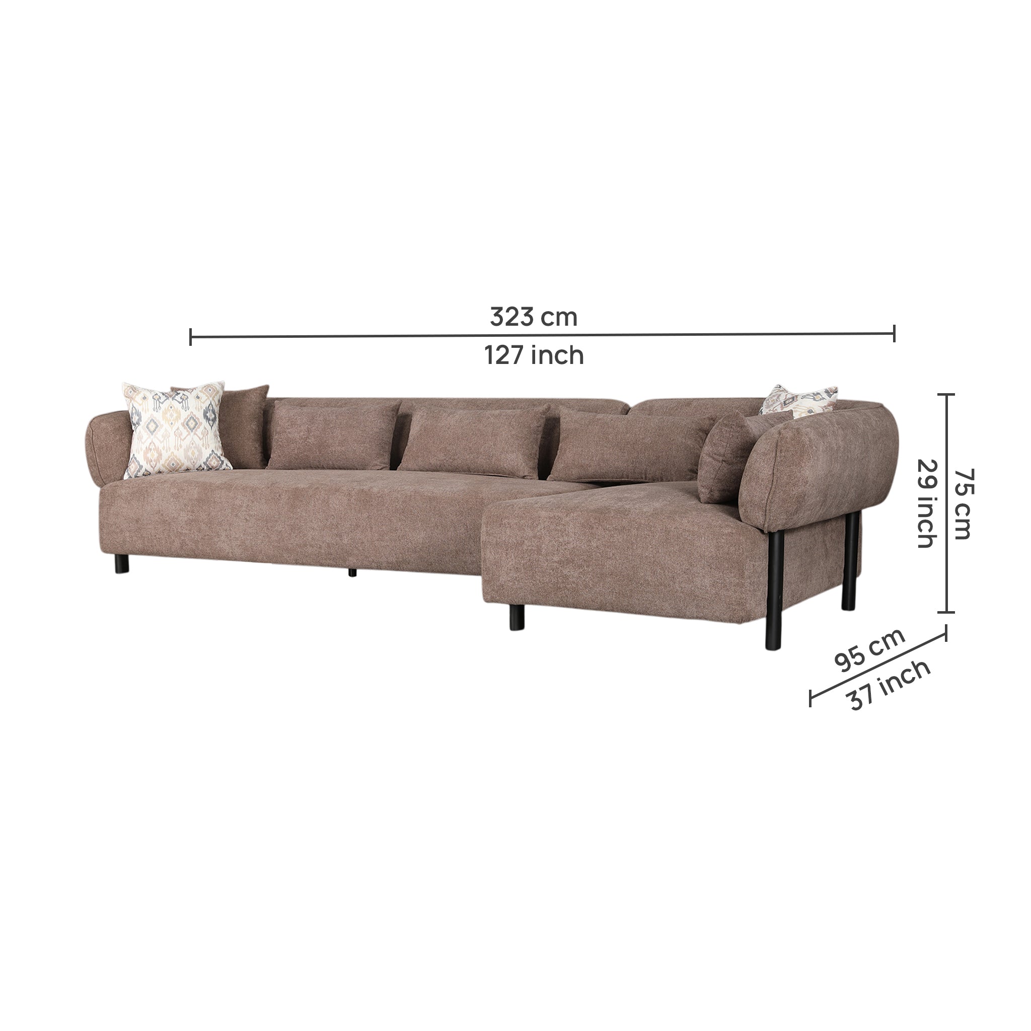 KYOTO FABRIC LOUNGER LARGE DARK BROWN LH
