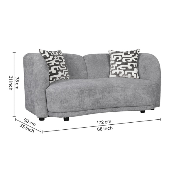 Elowen Fabric 2 Seater Sofa Steel Grey dimensions
