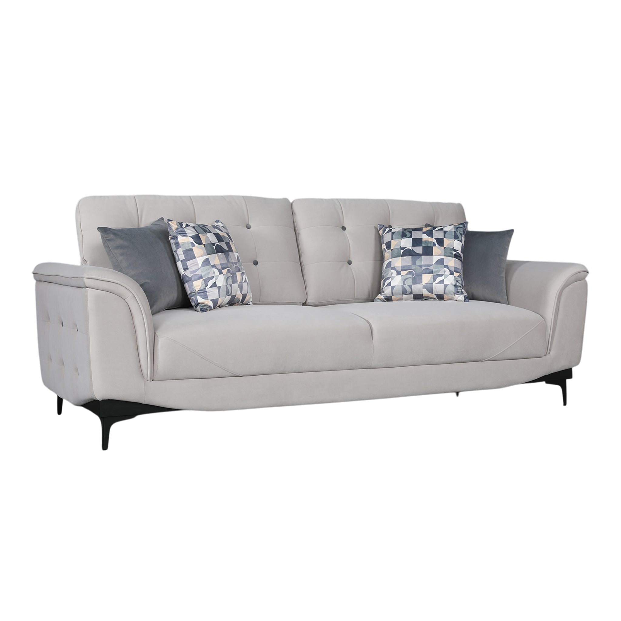 SANDORA VELVET 3 SEATER SOFA L GREY