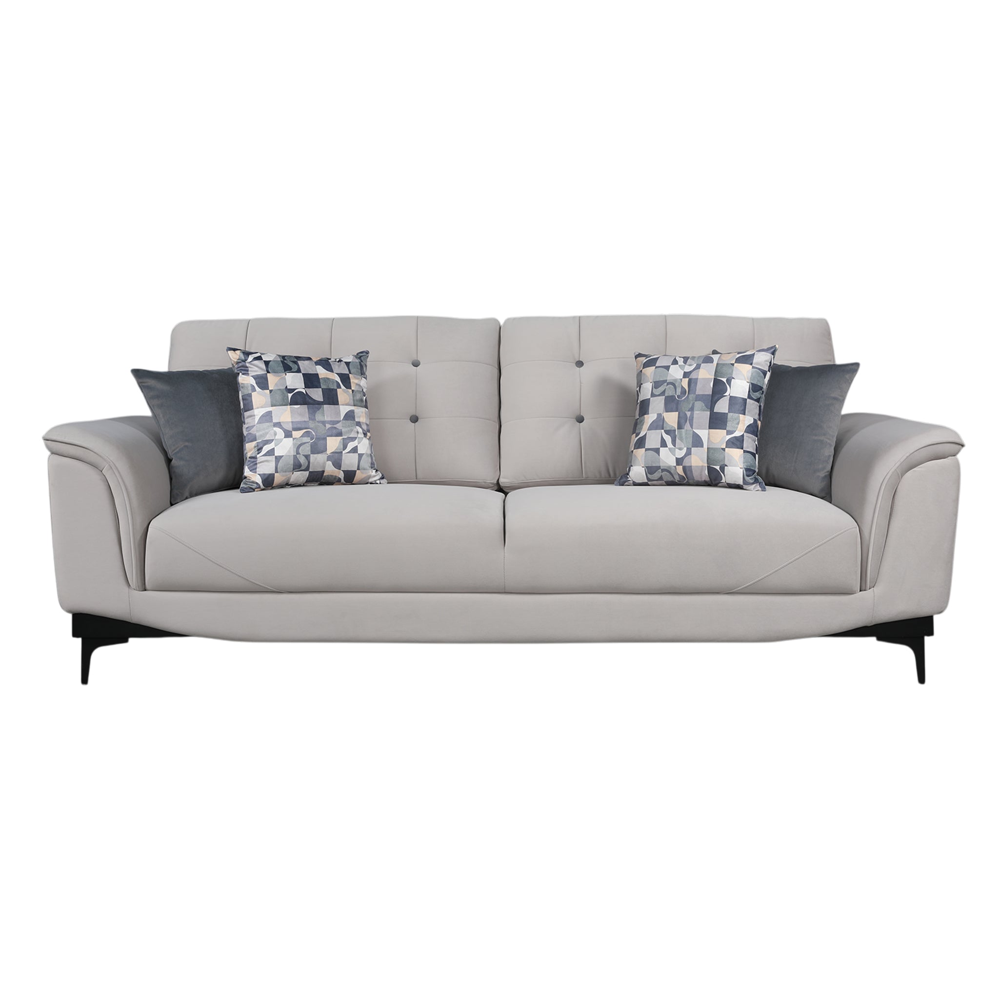 SANDORA VELVET 3 SEATER SOFA L GREY