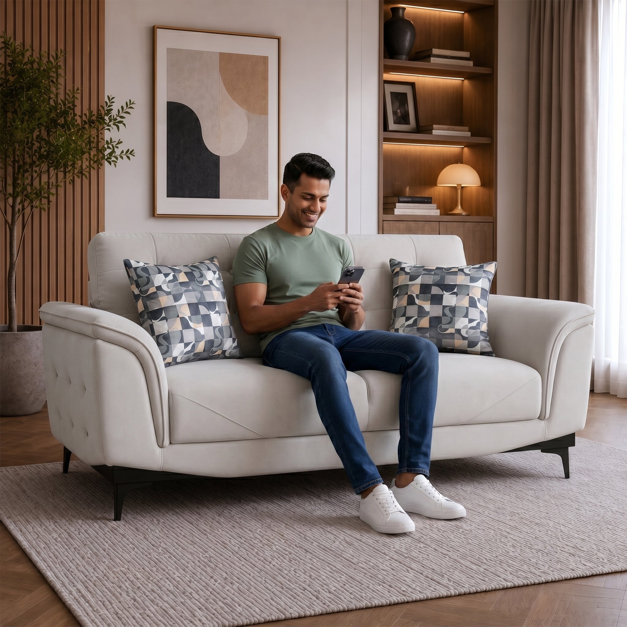 SANDORA VELVET 2 SEATER SOFA L GREY
