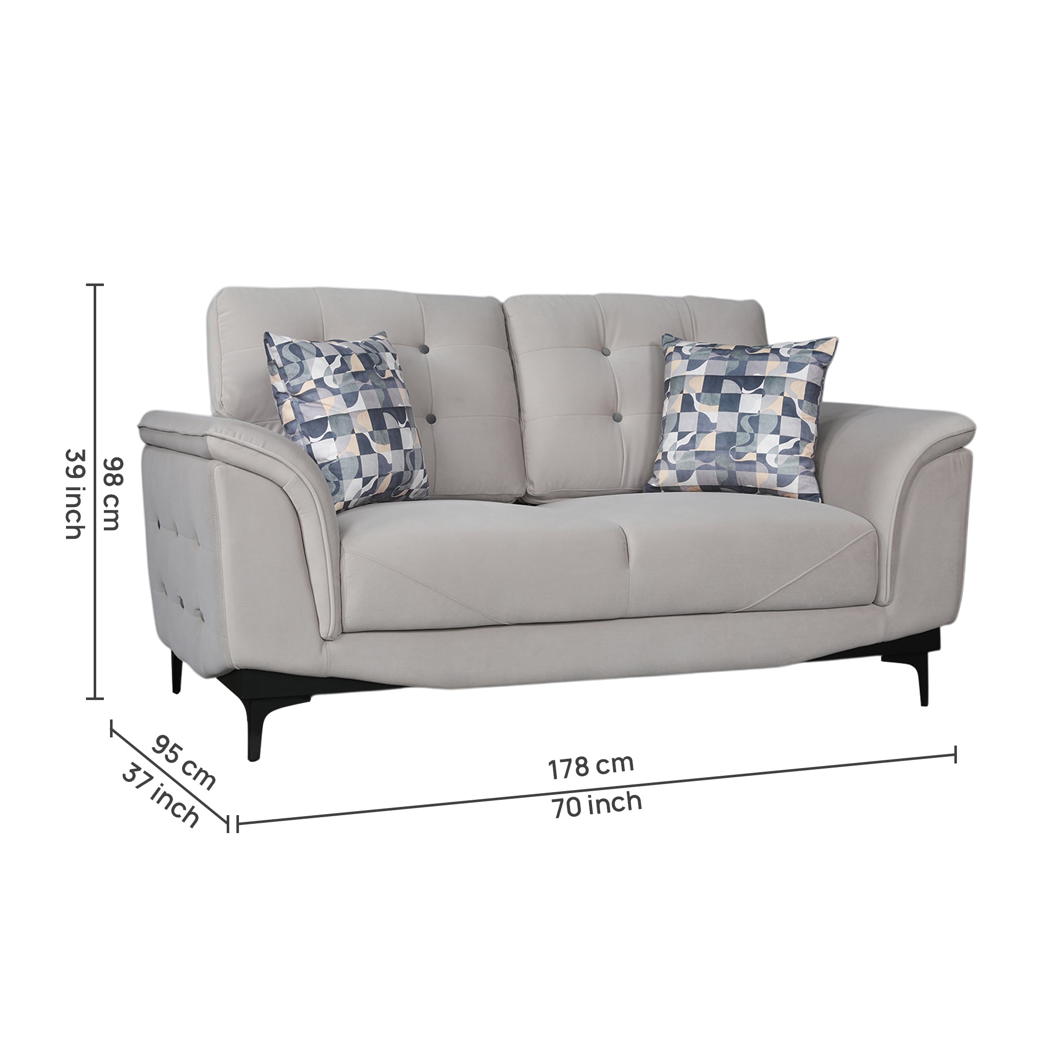SANDORA VELVET 2 SEATER SOFA L GREY