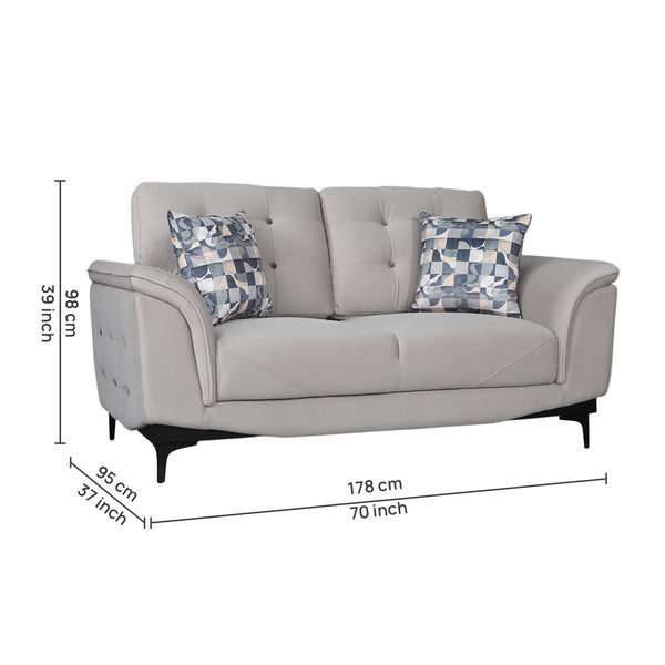 Sandora Velvet 2 Seater Sofa L Grey dimensions