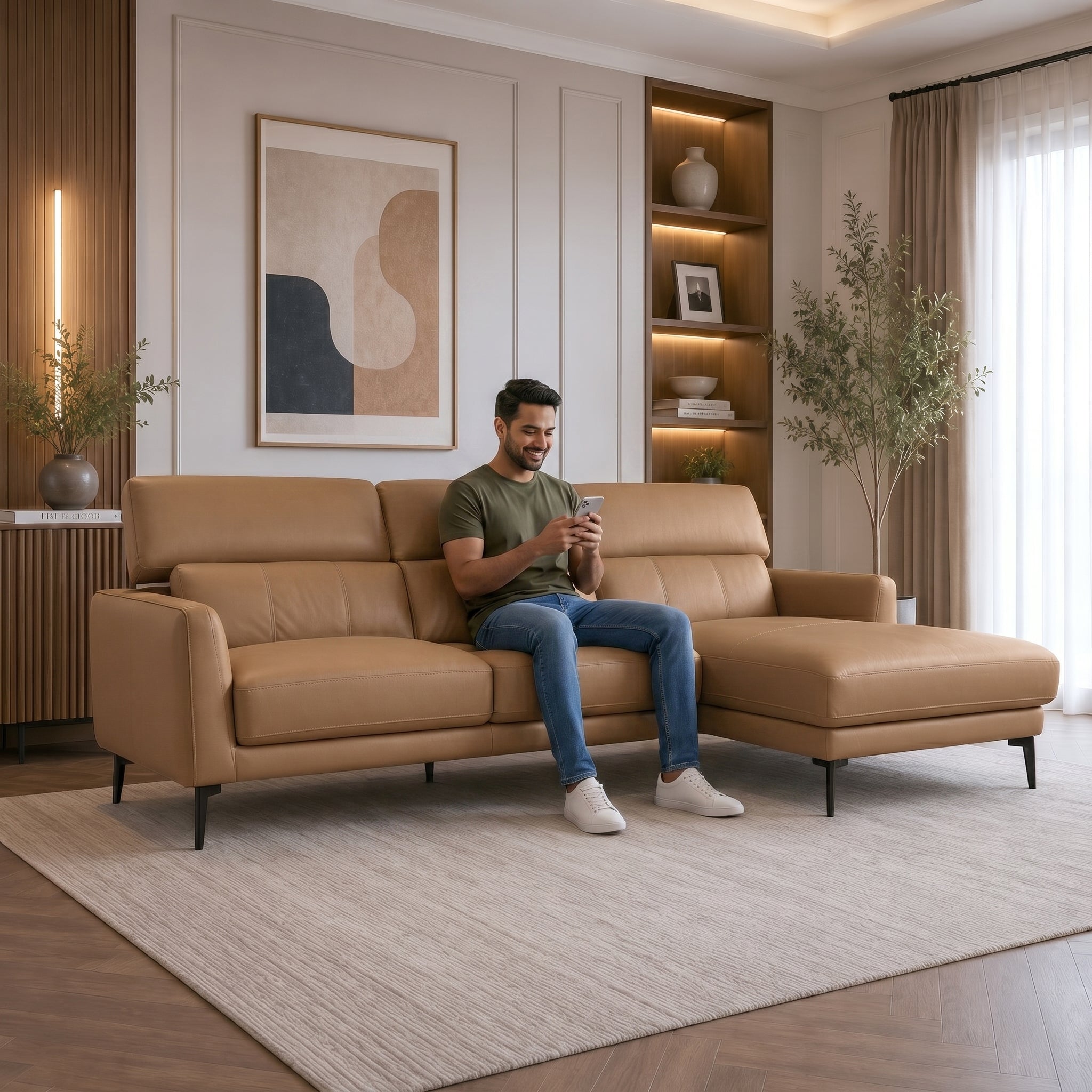 ZORINO HALF LEATHER LA LOUNGER DBROWN LH