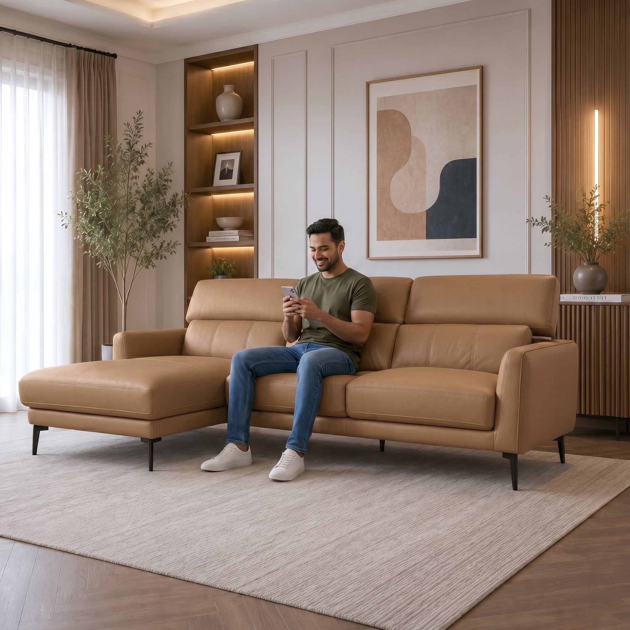 ZORINO HALF LEATHER LA LOUNGER DBROWN RH