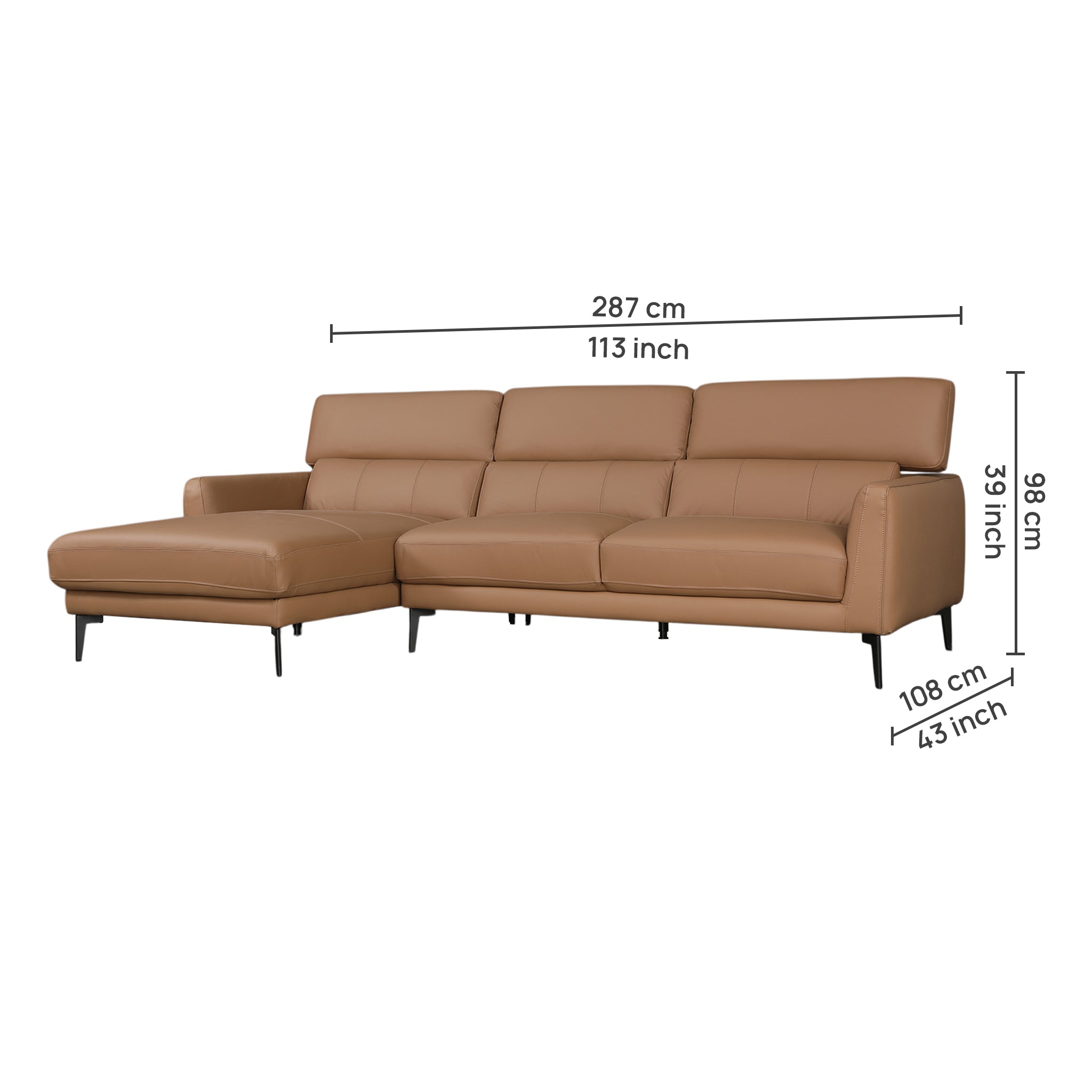 ZORINO HALF LEATHER LA LOUNGER DBROWN RH