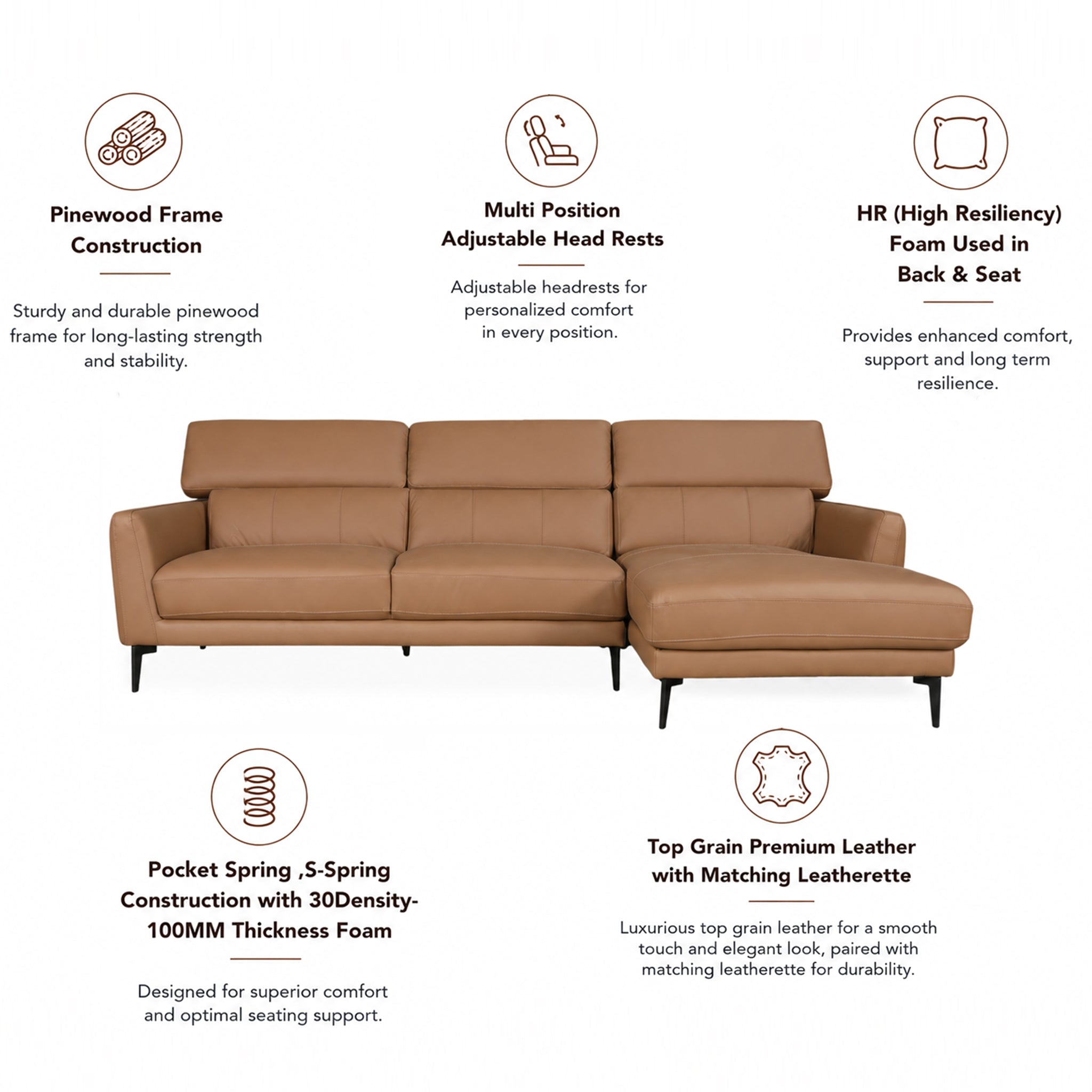 ZORINO HALF LEATHER LA LOUNGER DBROWN RH
