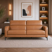 CALISTA LEATHERETTE 3 SEATER SOFA BROWN