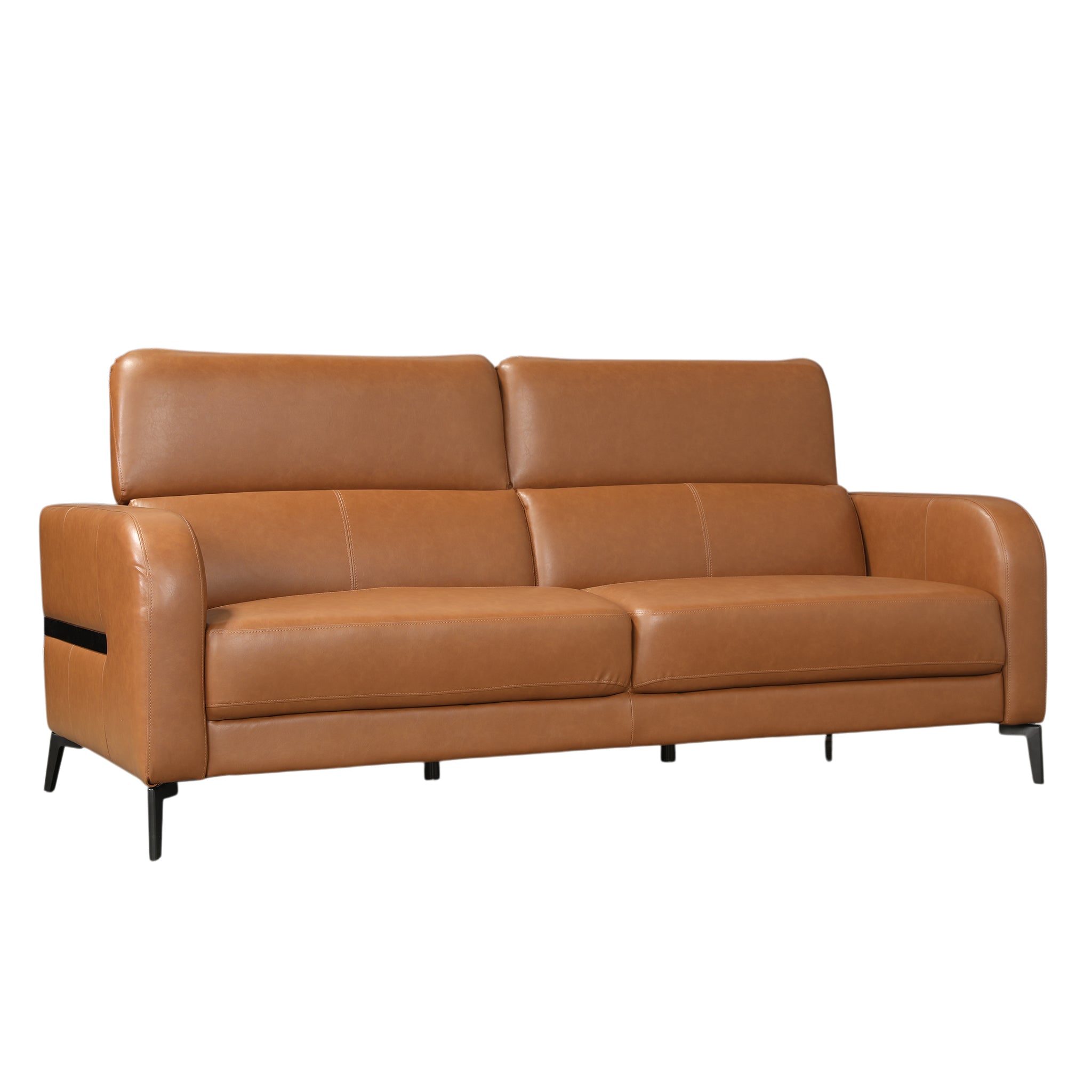 CALISTA LEATHERETTE 3 SEATER SOFA BROWN