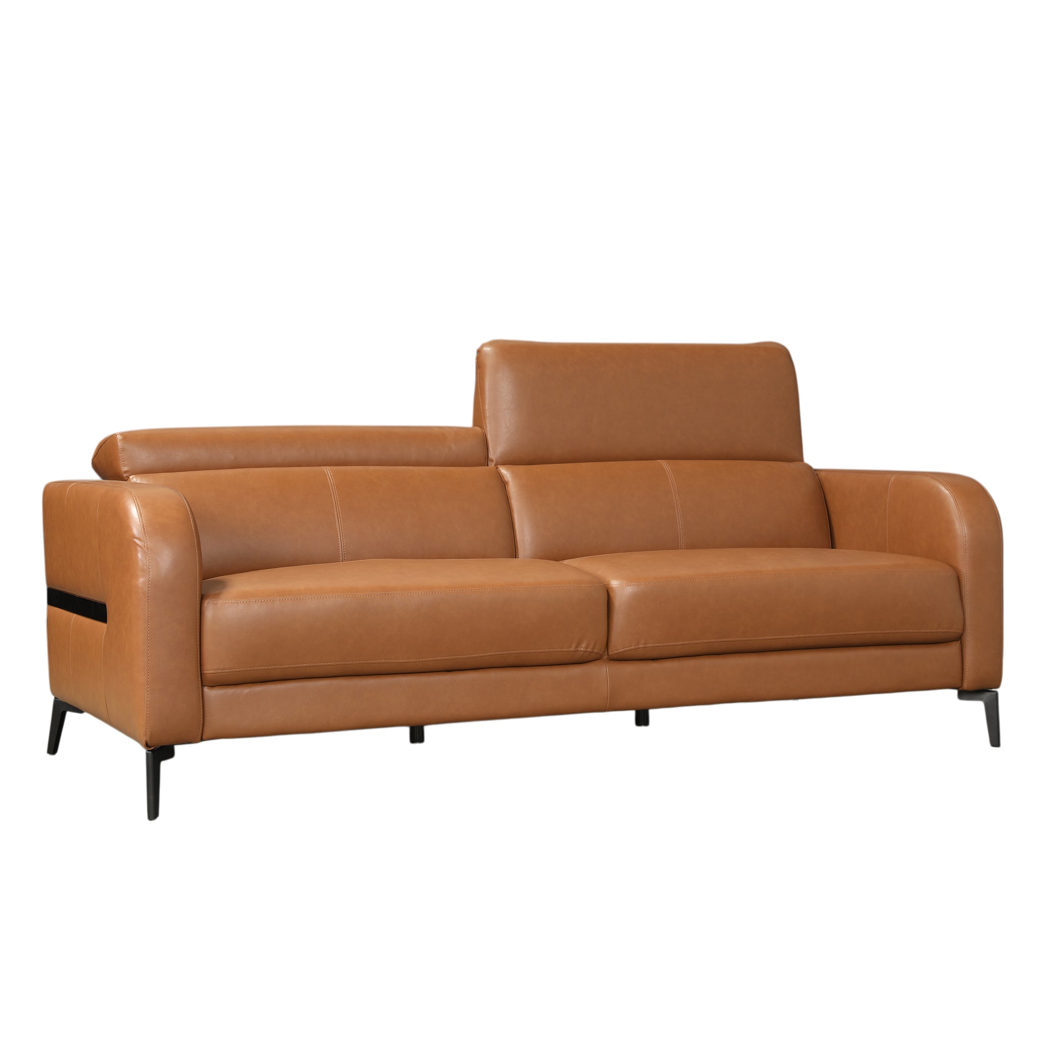 CALISTA LEATHERETTE 3 SEATER SOFA BROWN