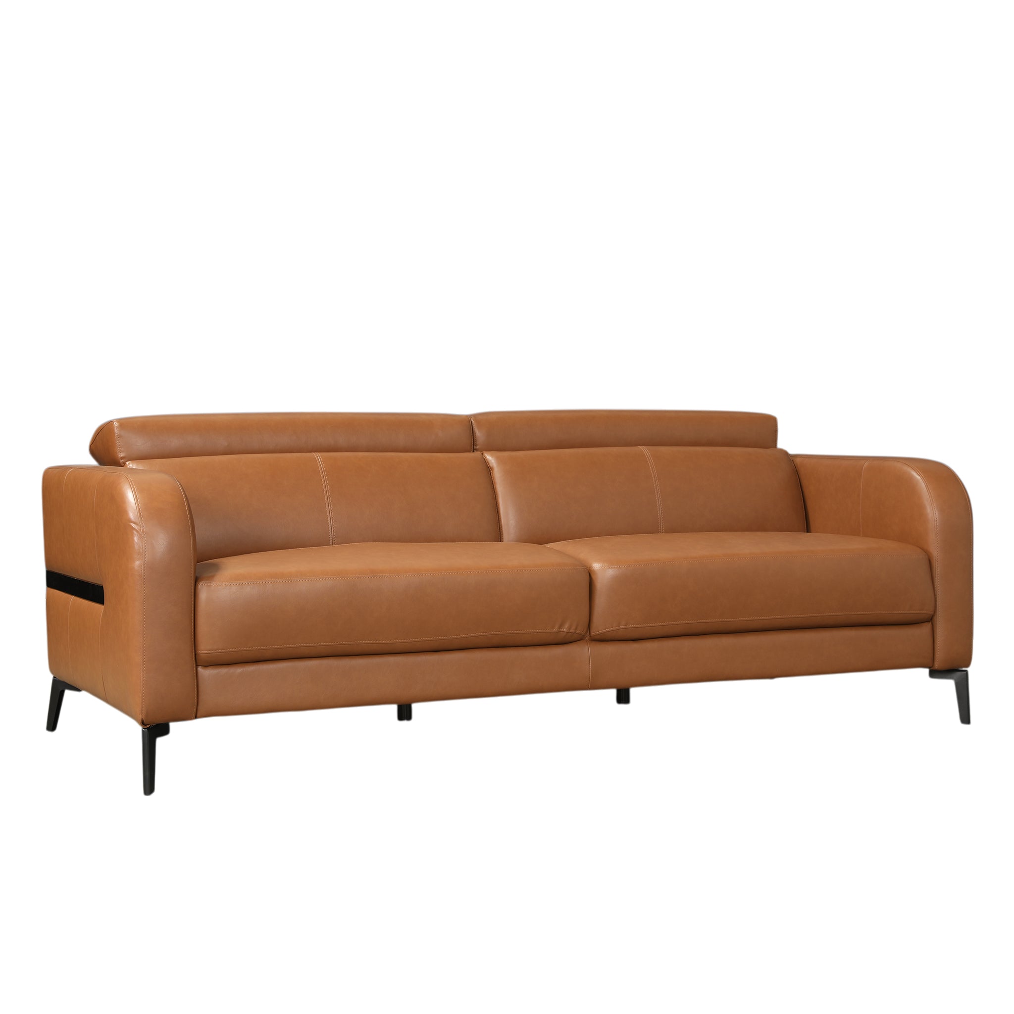 CALISTA LEATHERETTE 3 SEATER SOFA BROWN