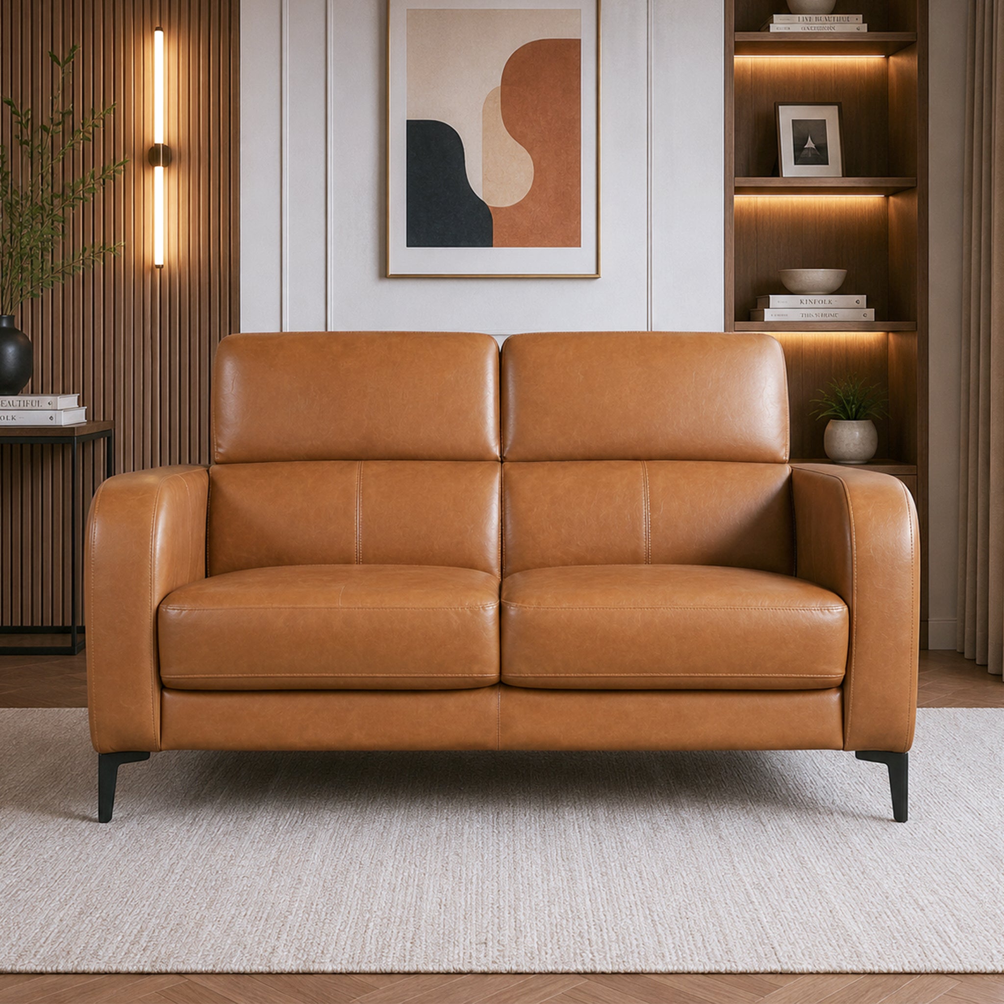 CALISTA LEATHERETTE 2 SEATER SOFA BROWN