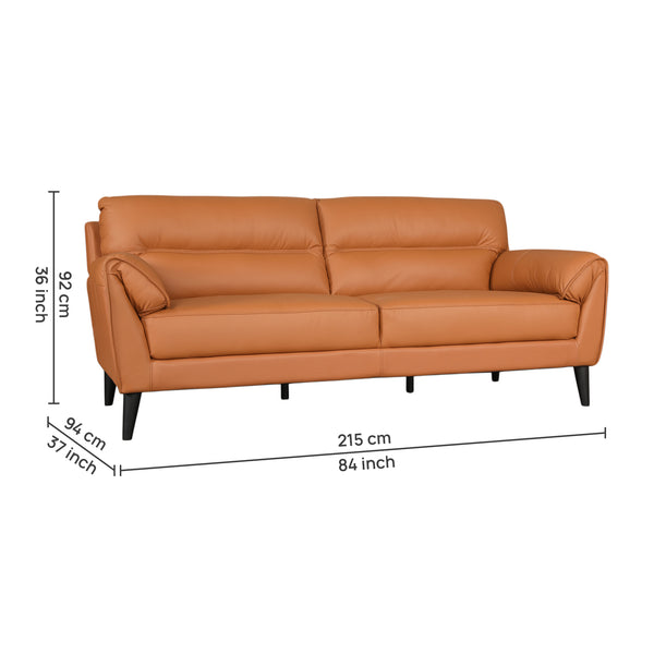 Sereno Half Leather 3 Seater Sofa Tan dimensions