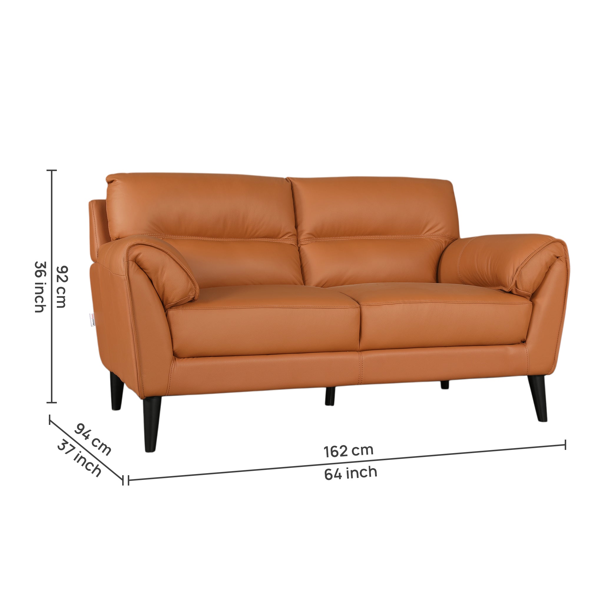 SERENO HALF LEATHER 2 SEATER SOFA TAN