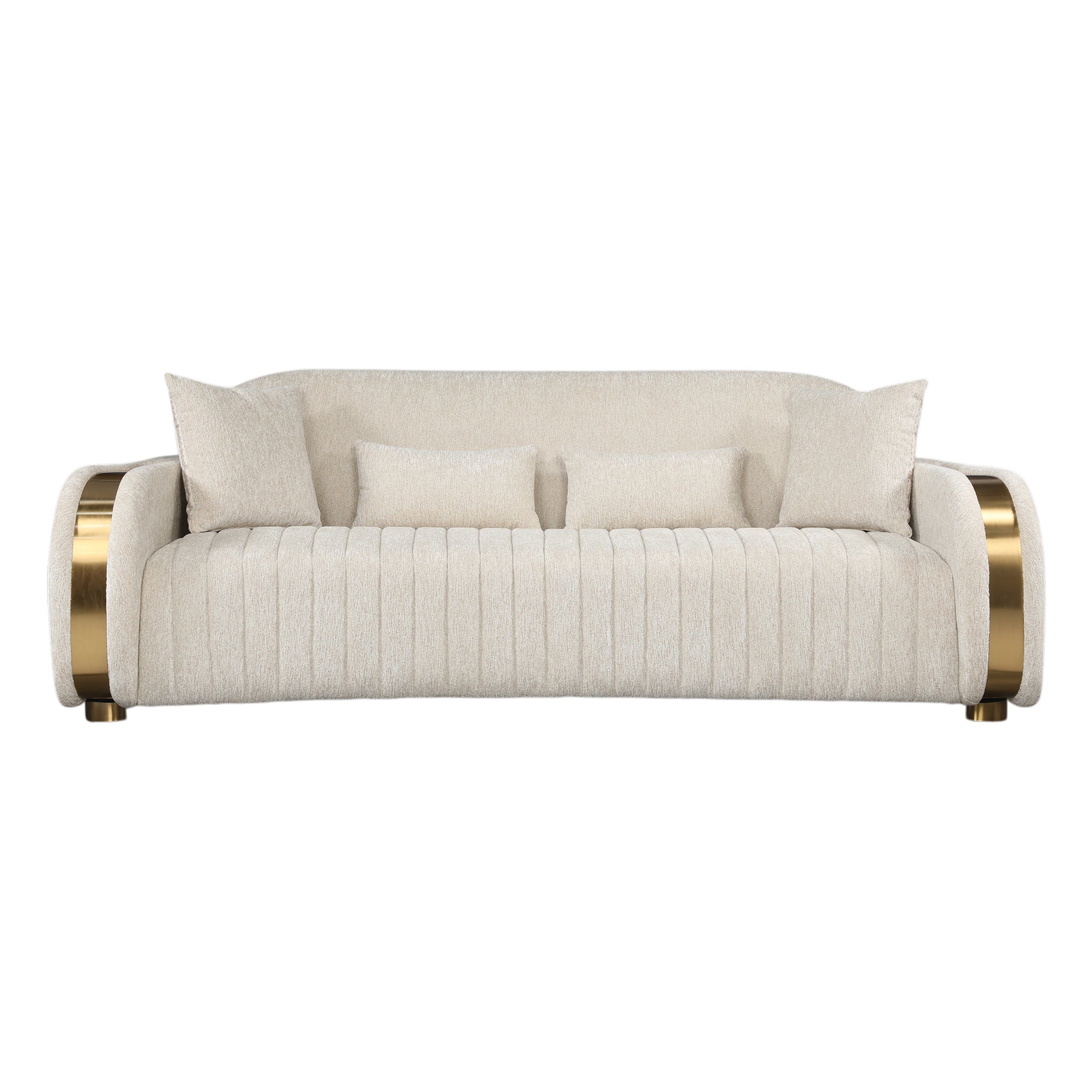 KINGS FABRIC 3 SEATER SOFA BEIGE & GOLD