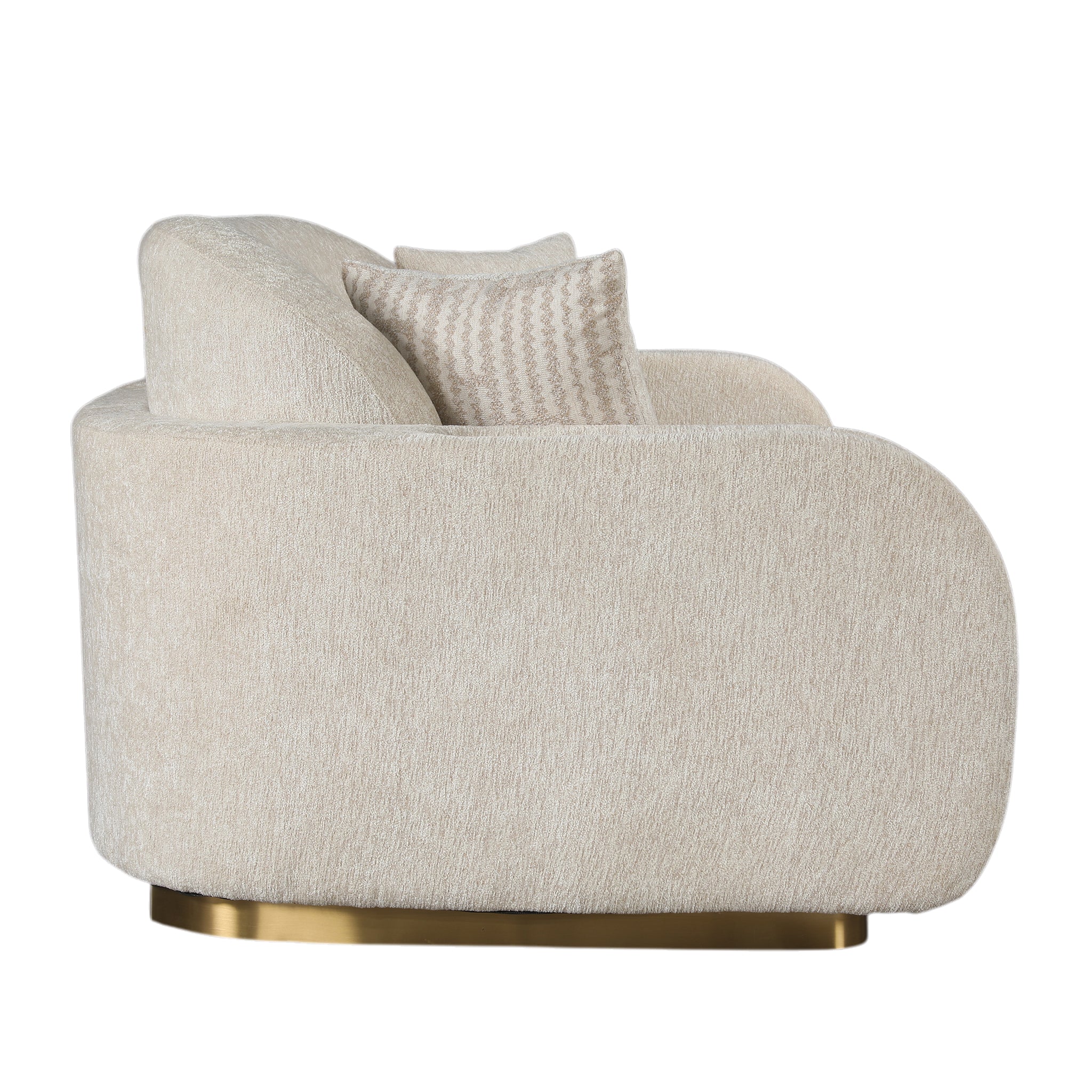 KINGS FABRIC 3 SEATER SOFA BEIGE & GOLD
