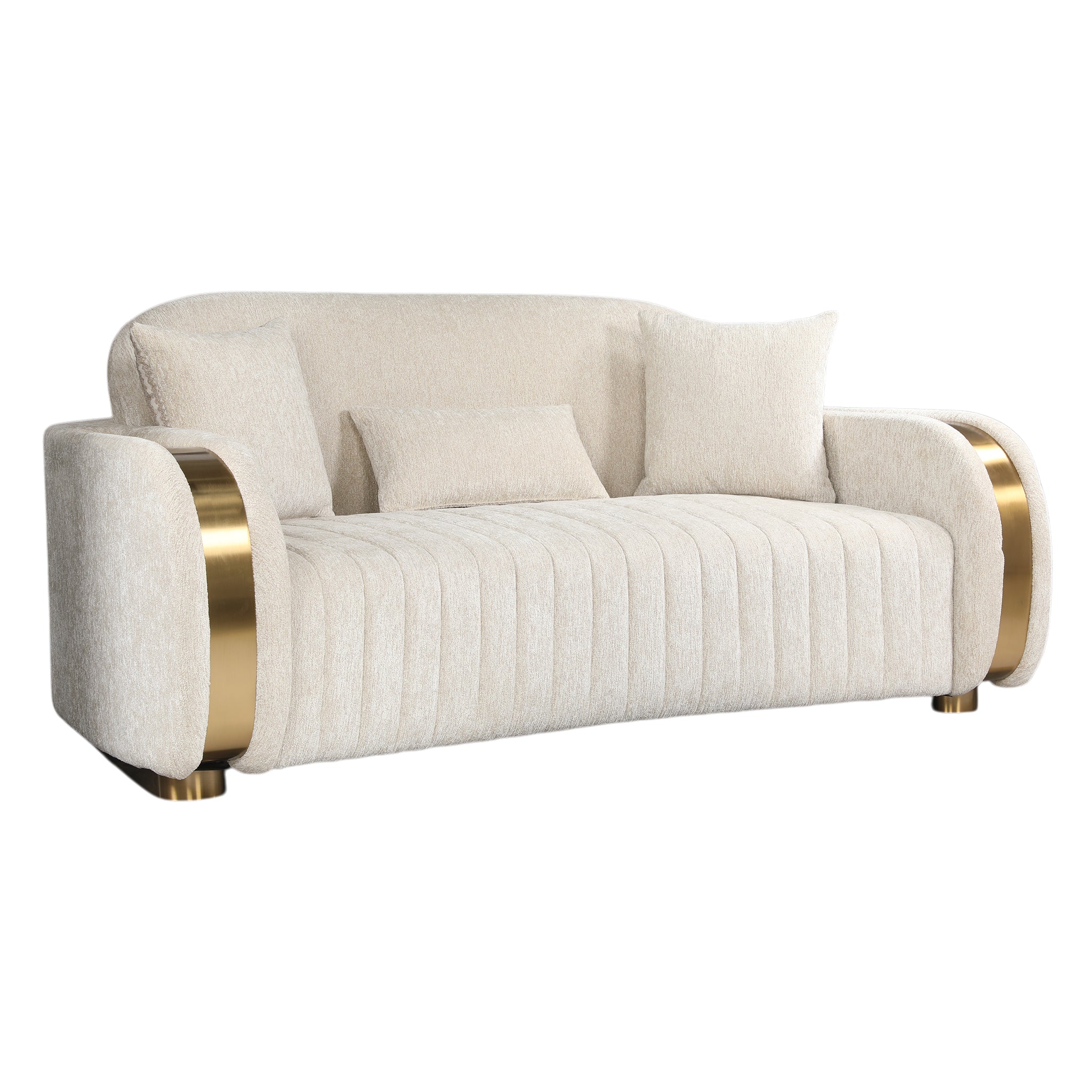 KINGS FABRIC 2 SEATER SOFA BEIGE & GOLD