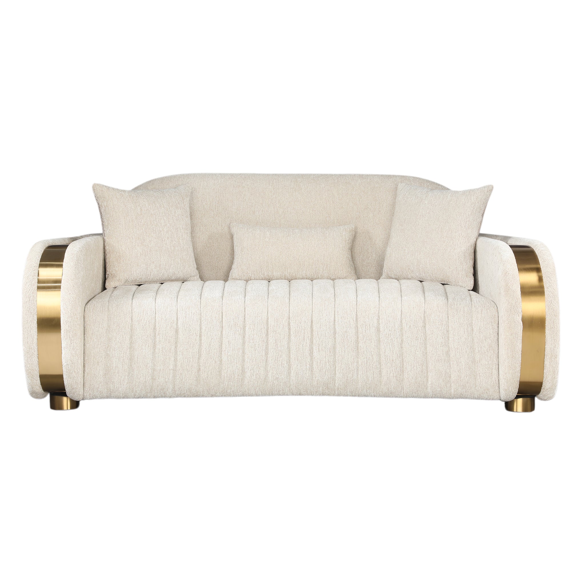 Kings Fabric Sofa Beige & Gold