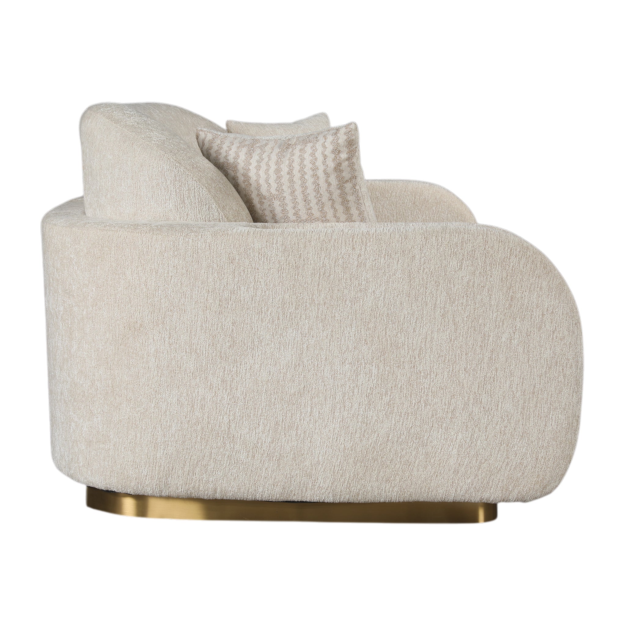 Kings Fabric Sofa Beige & Gold