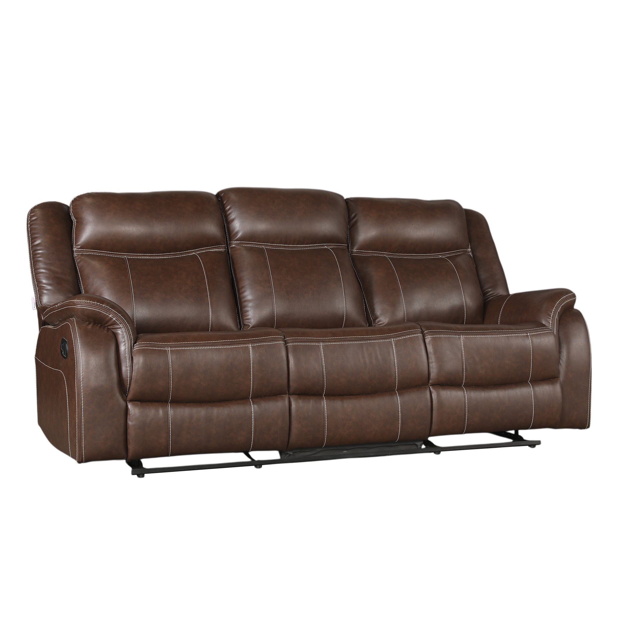 Haven Leatherette Manual Recliner | 3 Seater | Dark Brown