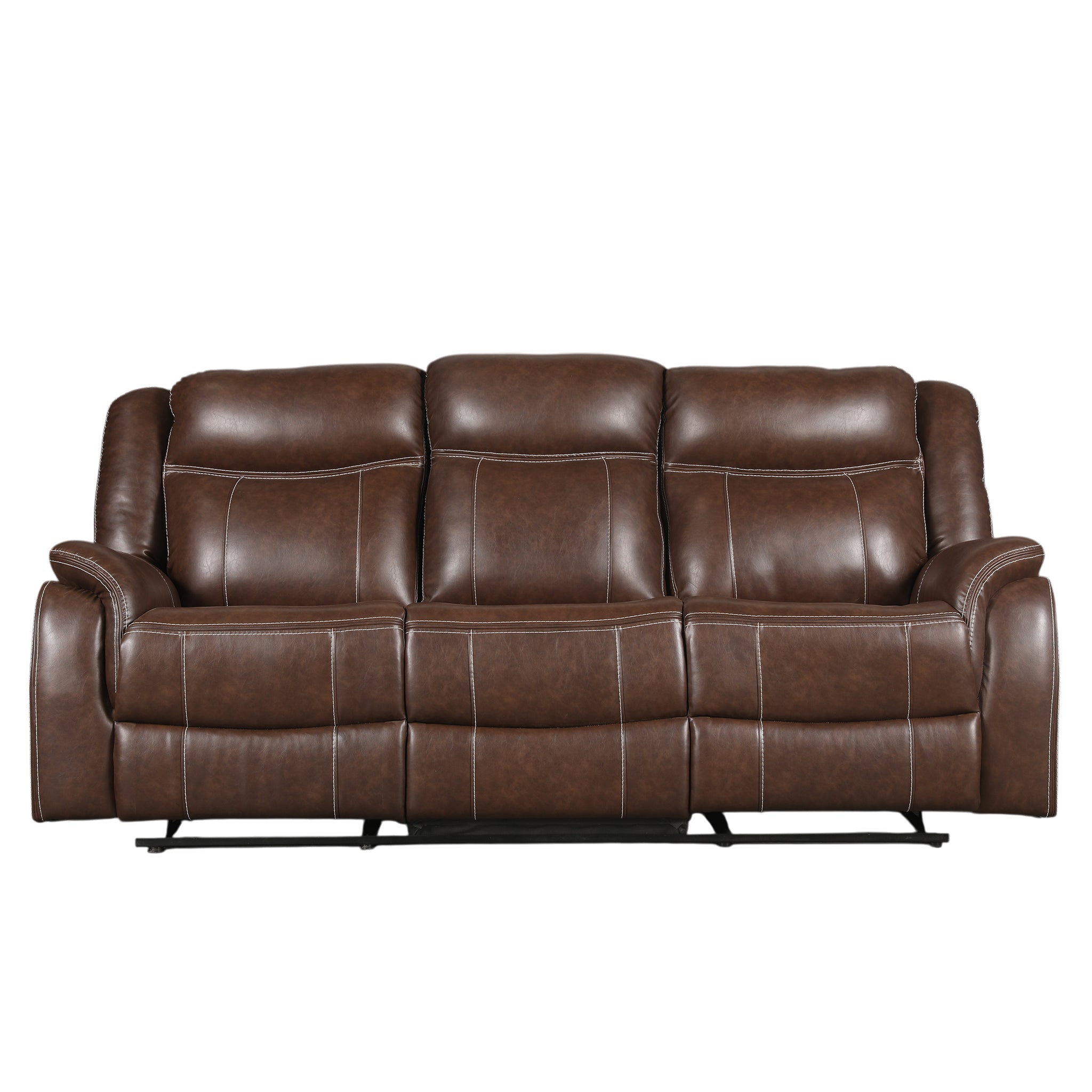 Haven Leatherette Manual Recliner | 3 Seater | Dark Brown