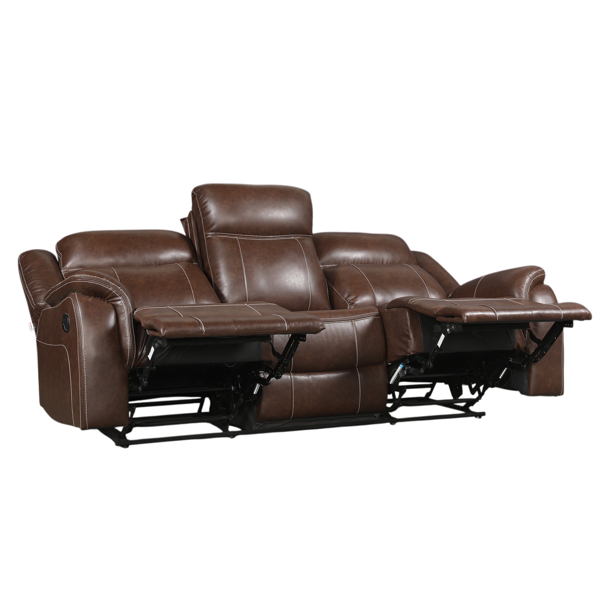 Haven Leatherette Manual Recliner | 3 Seater | Dark Brown
