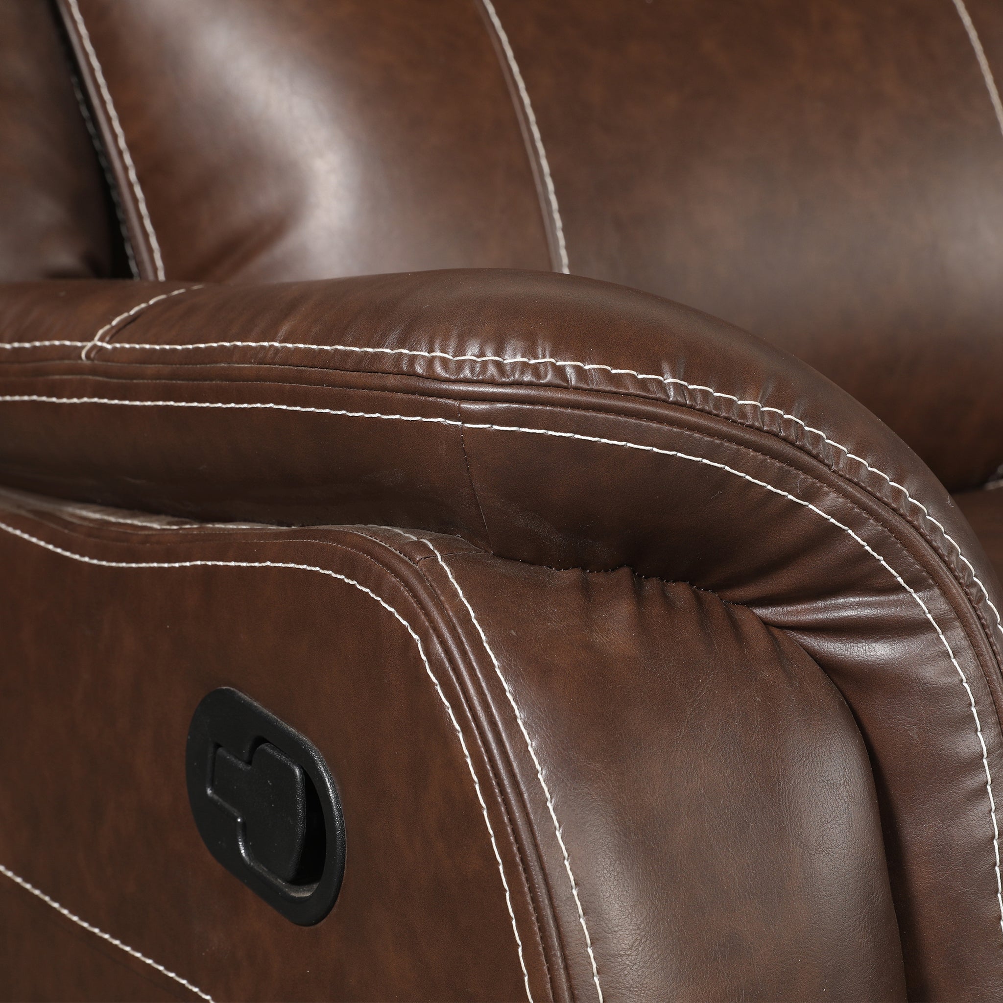 Haven Leatherette Manual Recliner | 3 Seater | Dark Brown