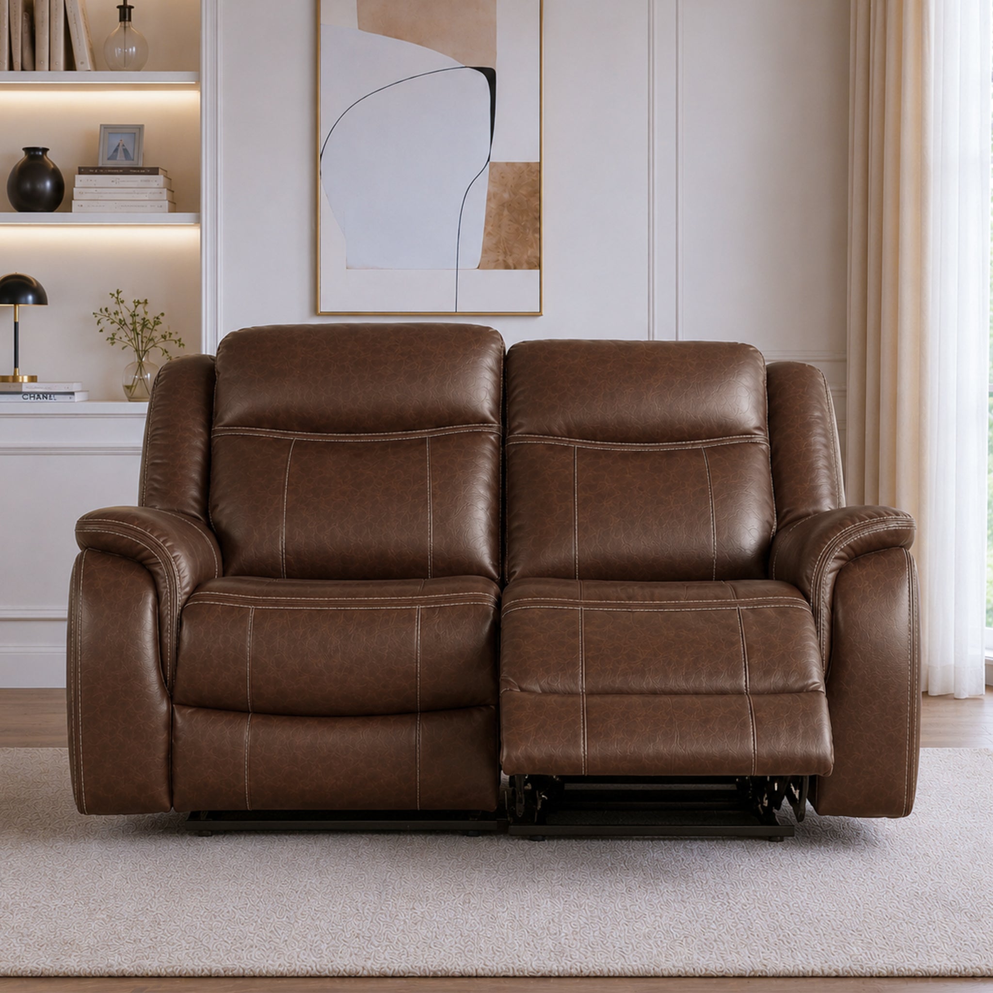 Haven Leatherette Manual Recliner | 2 Seater | Dark Brown