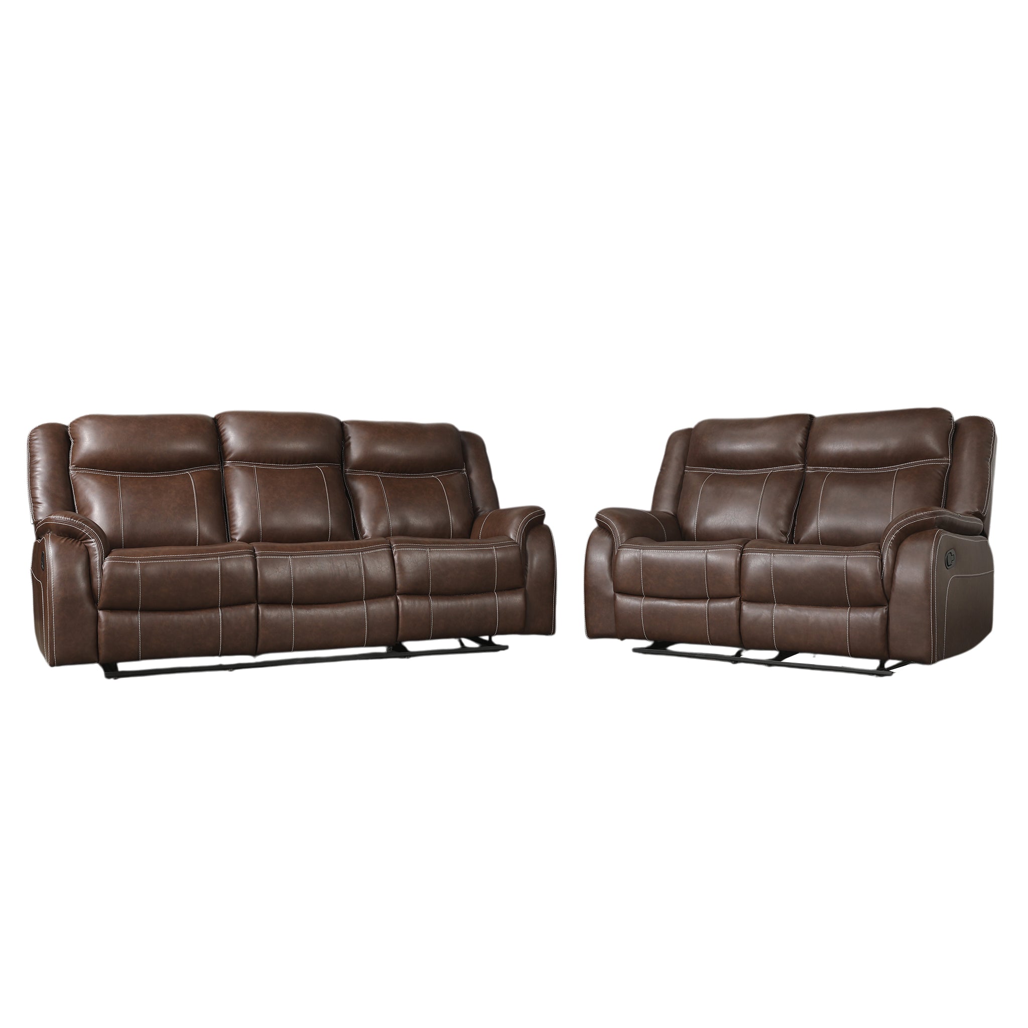 Haven Leatherette Manual Recliner | 2 Seater | Dark Brown