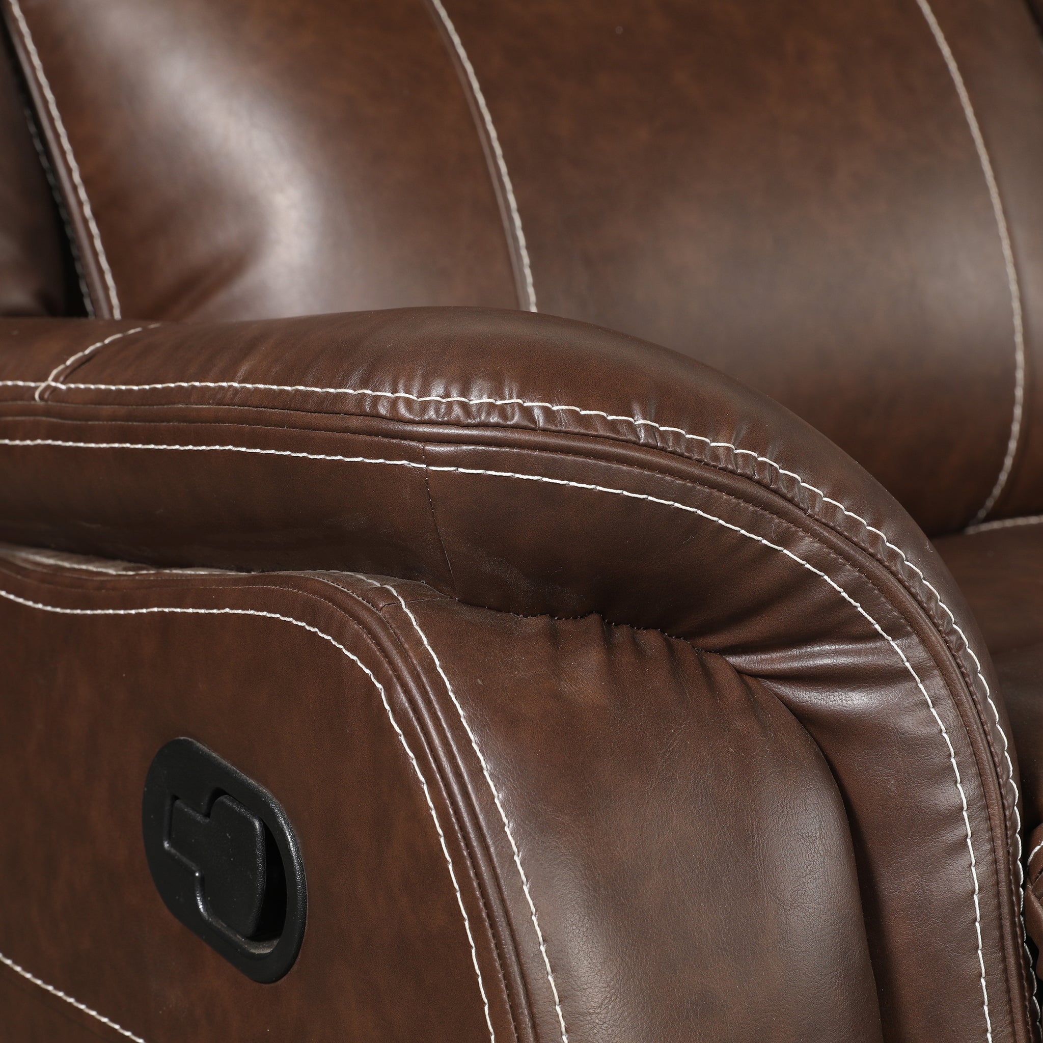 Haven Leatherette Manual Recliner | 2 Seater | Dark Brown