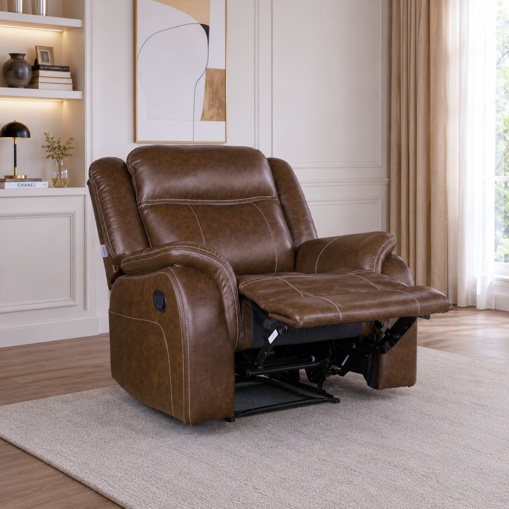 Haven Leatherette Manual Recliner | Dark Brown