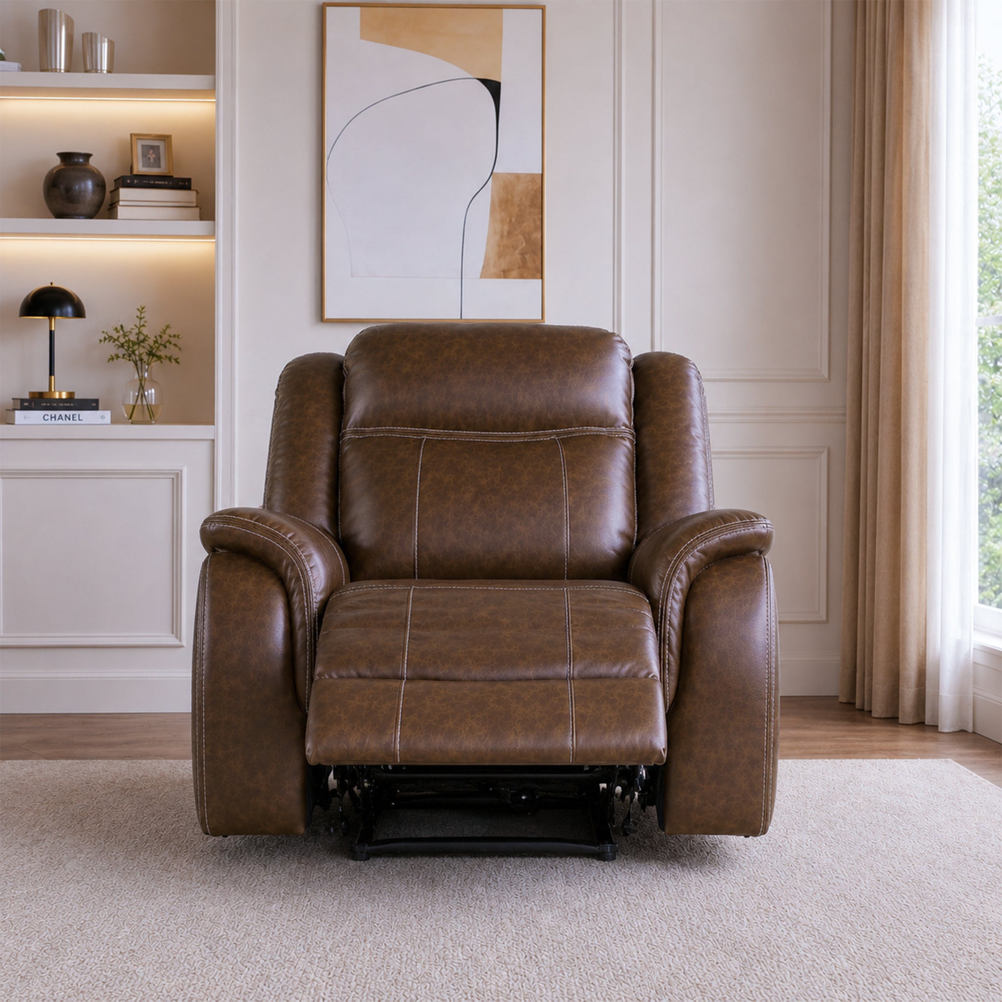 Haven Leatherette Manual Recliner | Dark Brown
