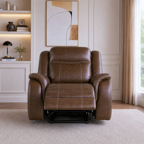 Haven Leatherette Manual Recliner | Dark Brown