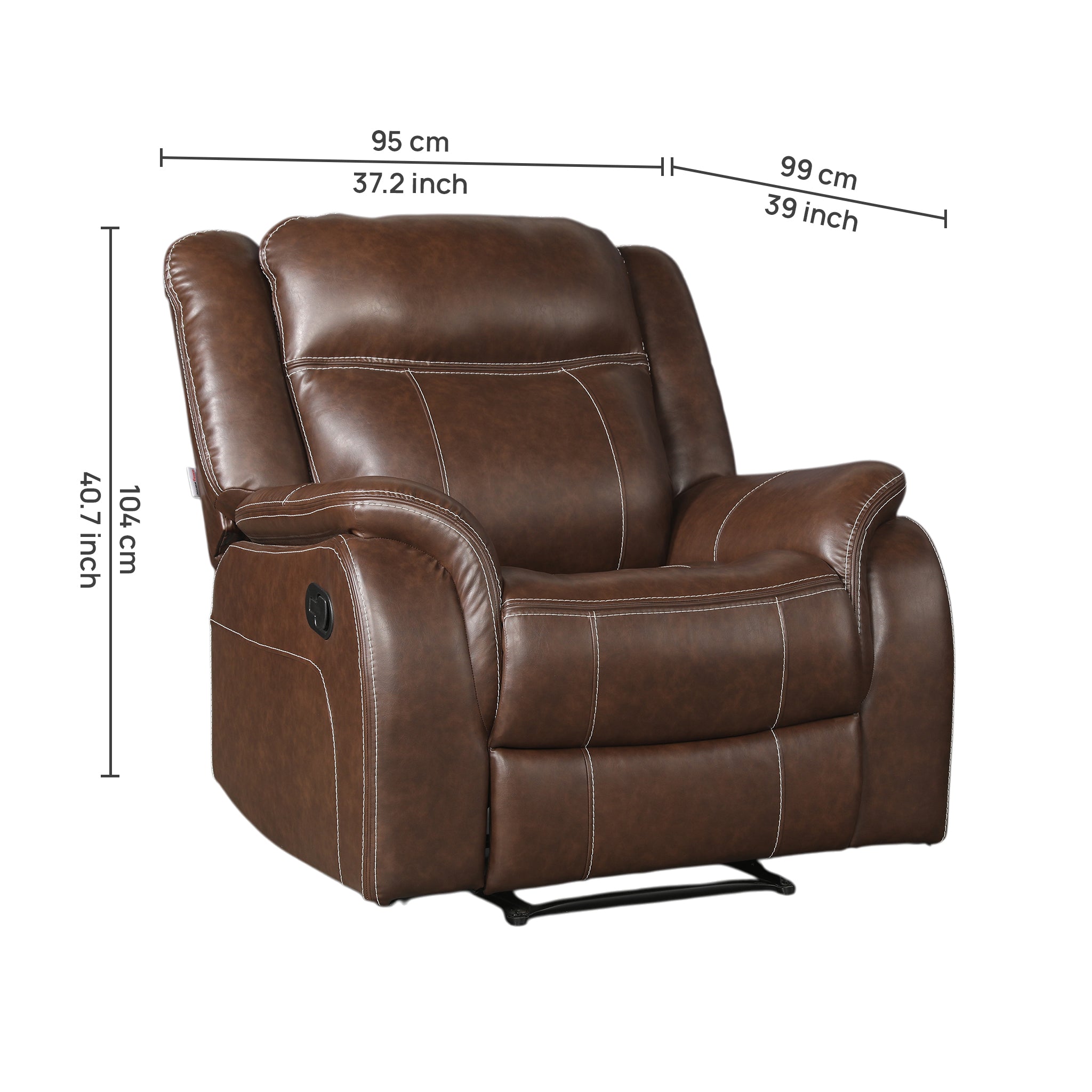 Haven Leatherette Manual Recliner | Dark Brown