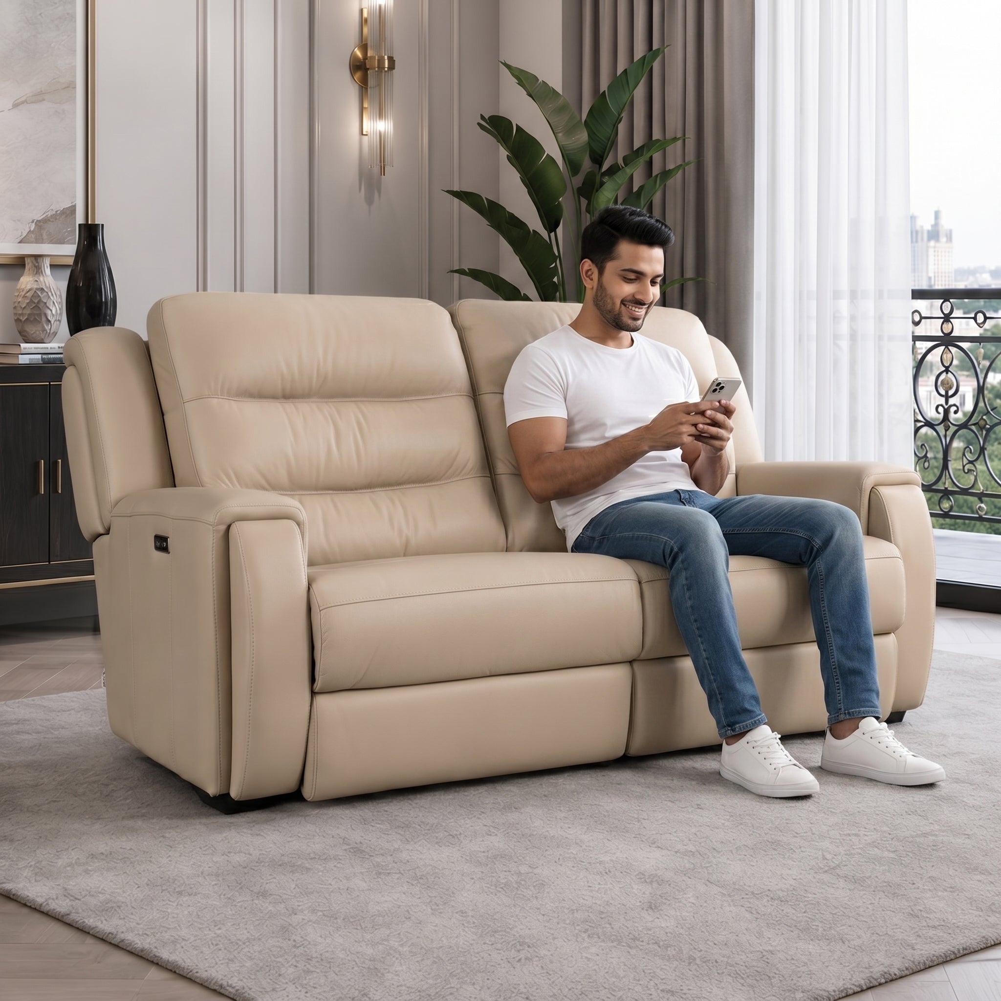 ELIO HALF LEATHER ELECTRIC RECLINER