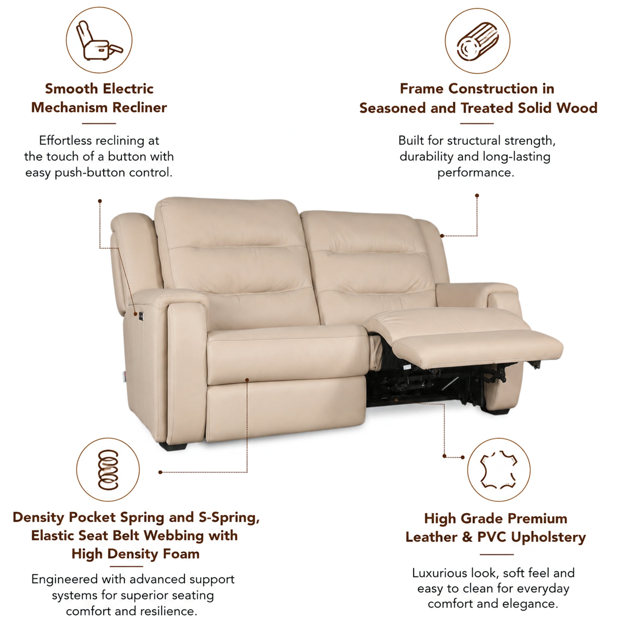 ELIO HALF LEATHER 3STR ELECTRIC RECLINER