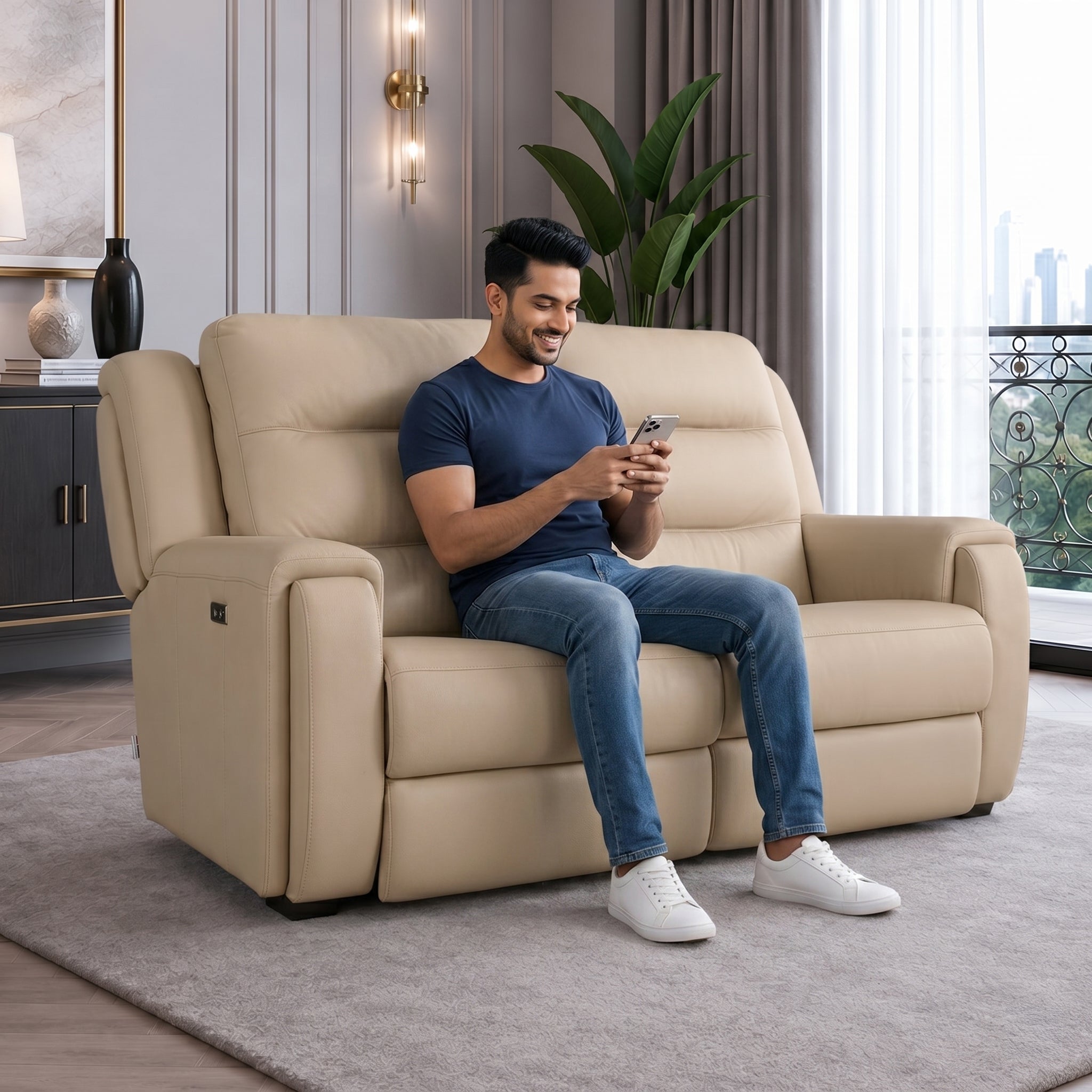 ELIO HALF LEATHER 2STR ELECTRIC RECLINER