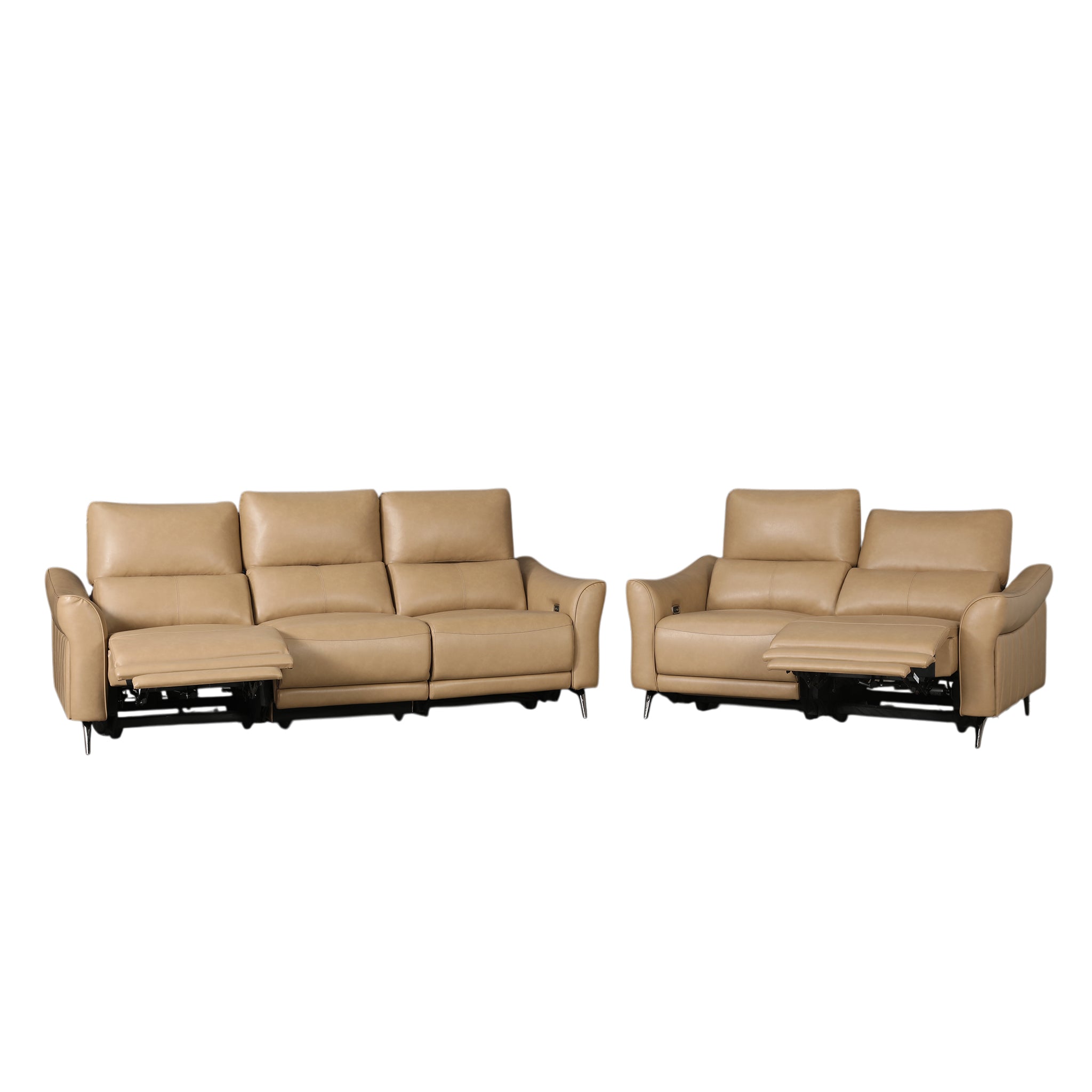 Renzo Leatherette 3 Seater Electric Recliner Camel
