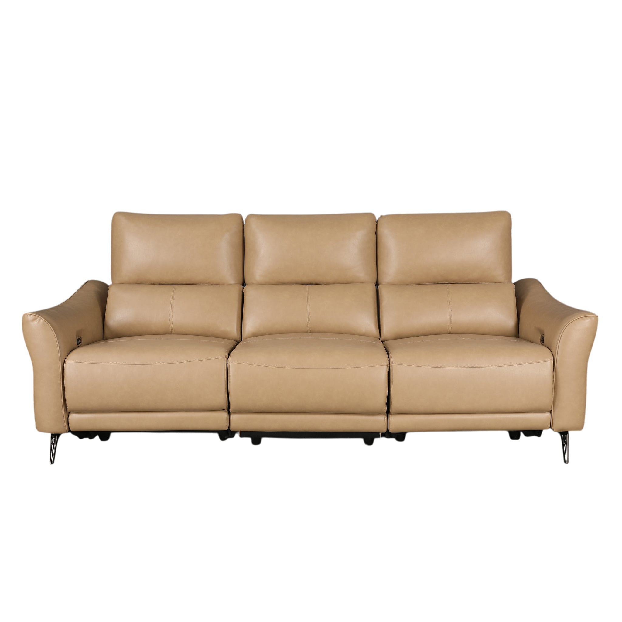 Renzo Leatherette 3 Seater Electric Recliner Camel